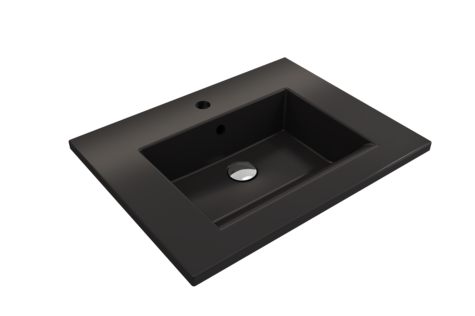 Alternate Image for BOCCHI Ravenna 25" Rectangle Wallmount Fireclay Bathroom Sink, Matte Black, Single Faucet Hole, 1161-004-0126