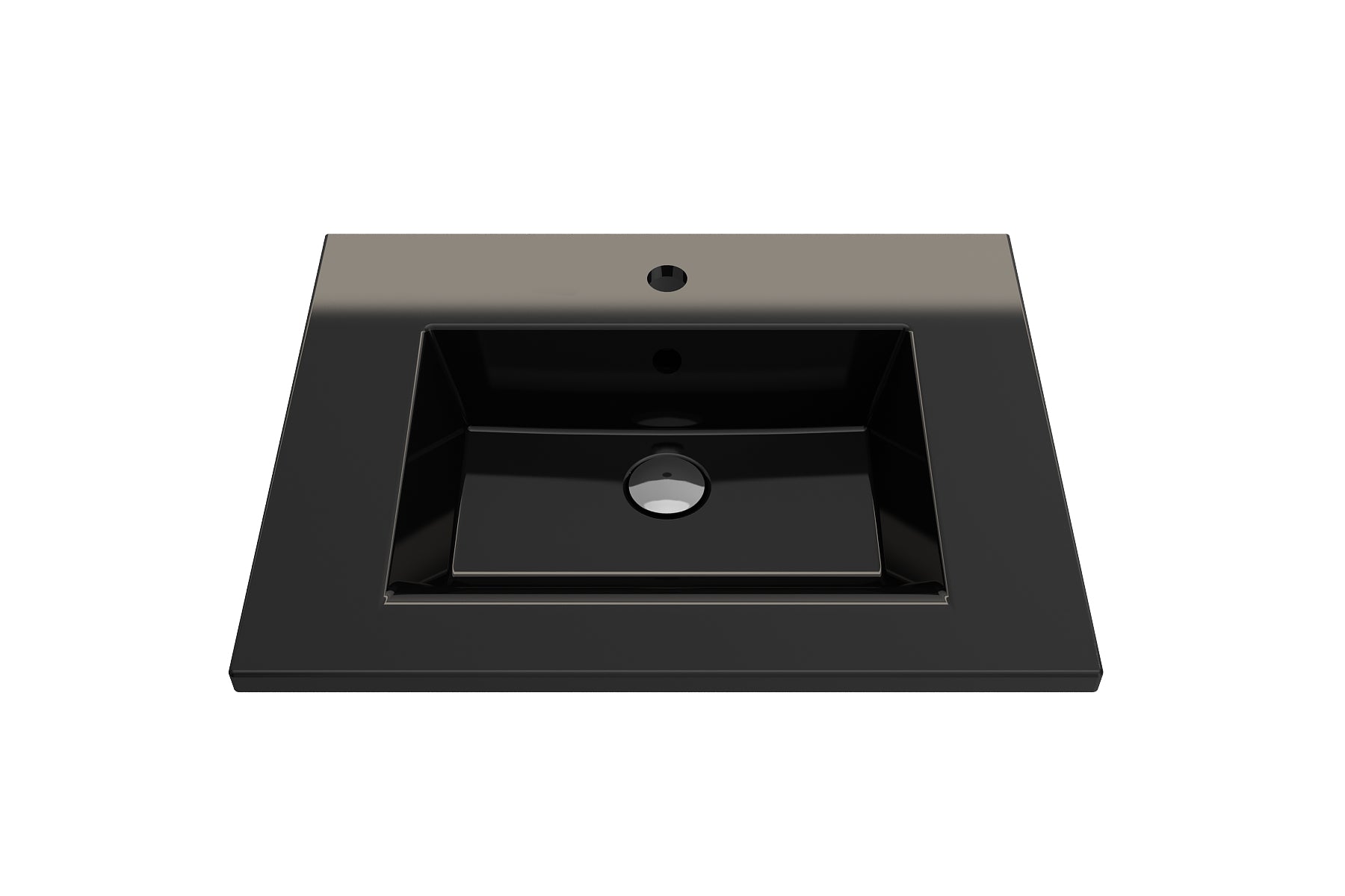 Alternate Image for BOCCHI Ravenna 25" Rectangle Wallmount Fireclay Bathroom Sink, Black, Single Faucet Hole, 1161-005-0126