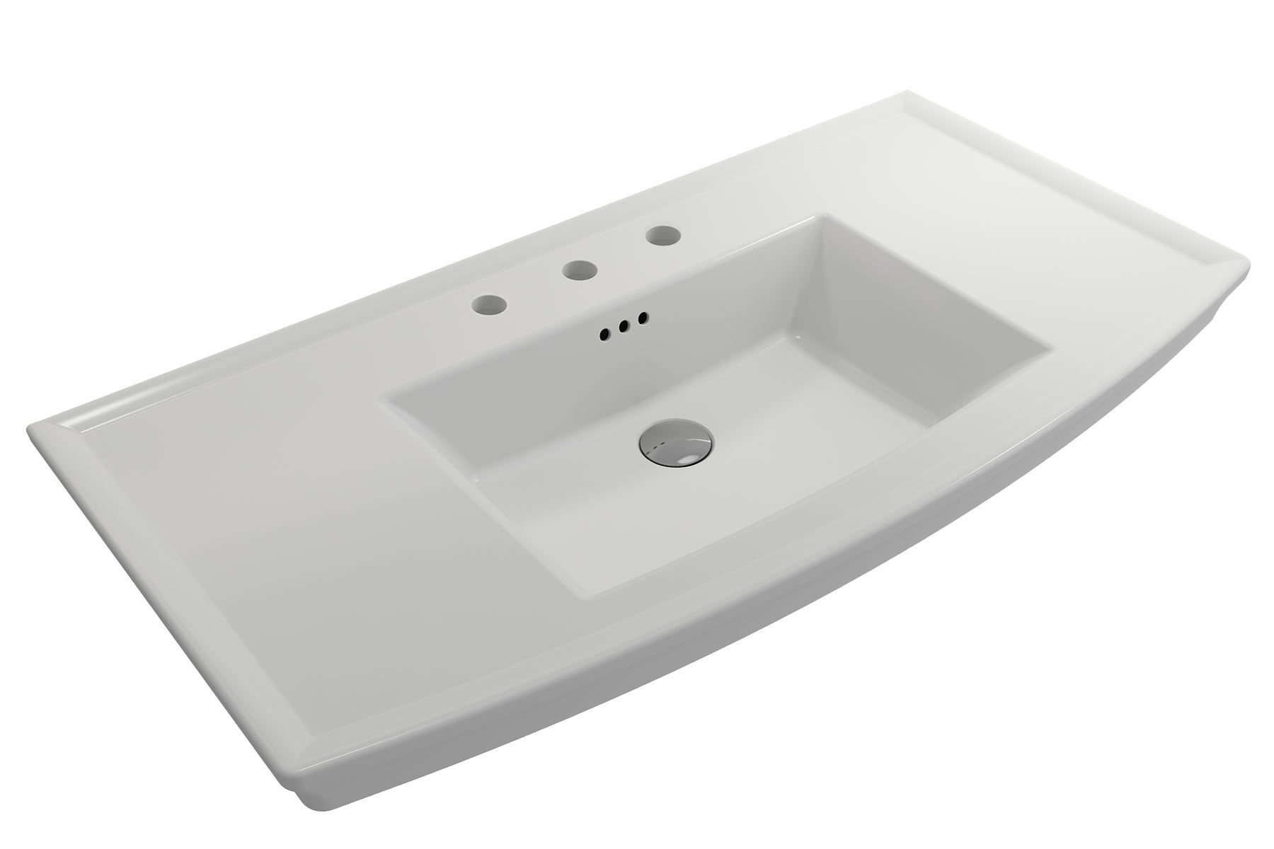 Alternate Image for BOCCHI Lavita 40" Rectangle Wallmount Fireclay Bathroom Sink, Matte White, 3 Faucet Hole, 1168-002-0127