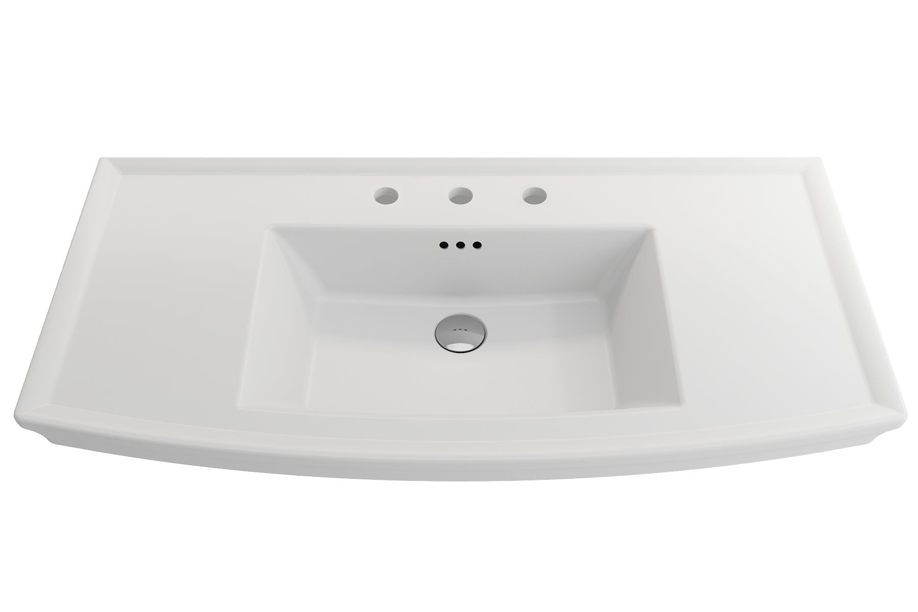 Alternate Image for BOCCHI Lavita 40" Rectangle Wallmount Fireclay Bathroom Sink, Matte White, 3 Faucet Hole, 1168-002-0127