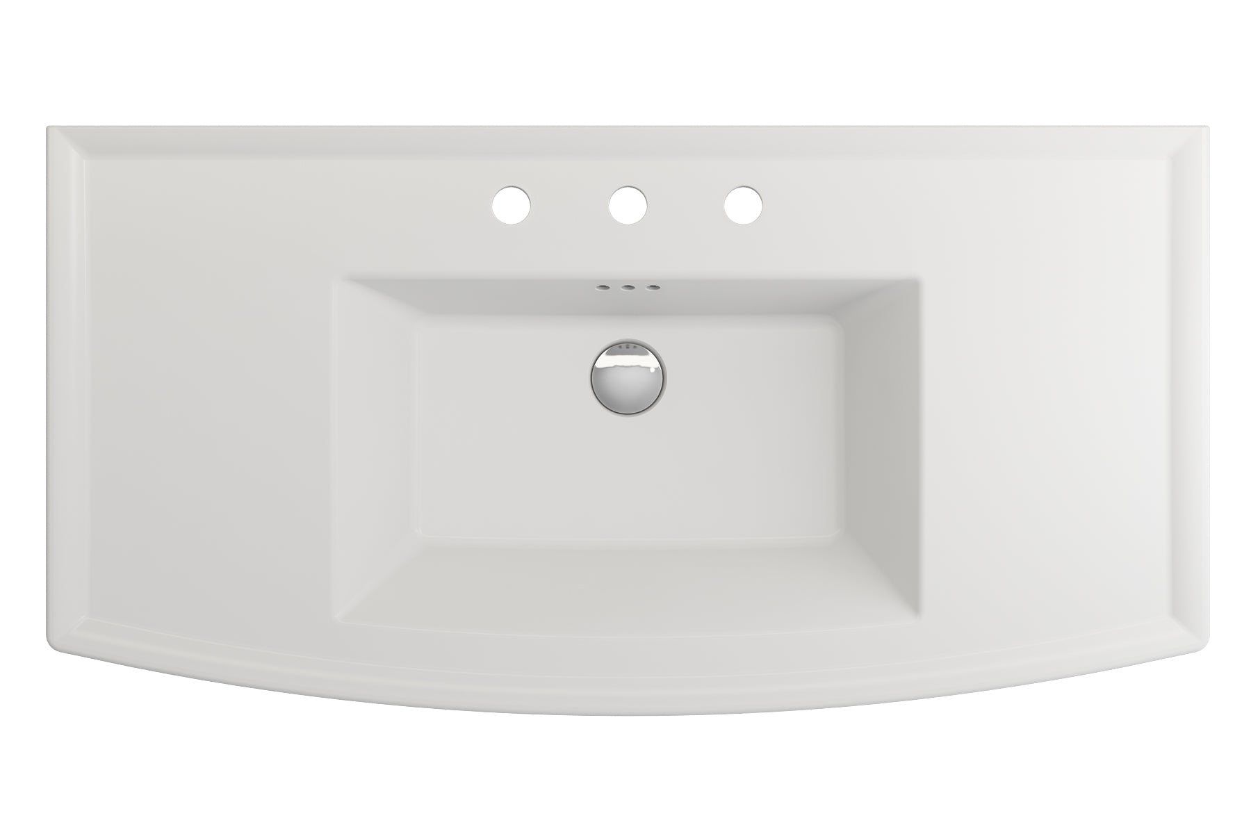 Alternate Image for BOCCHI Lavita 40" Rectangle Wallmount Fireclay Bathroom Sink, Matte White, 3 Faucet Hole, 1168-002-0127