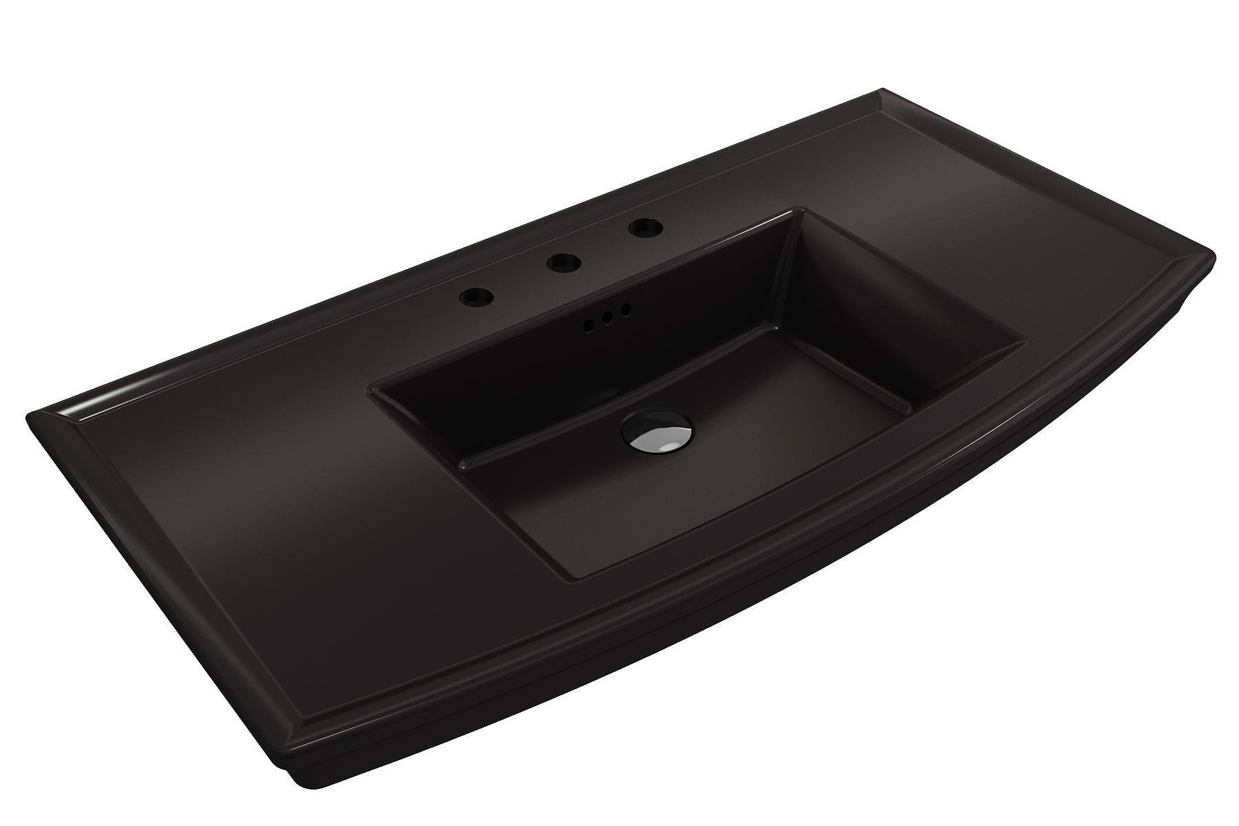 Alternate Image for BOCCHI Lavita 40" Rectangle Wallmount Fireclay Bathroom Sink, Matte Black, 3 Faucet Hole, 1168-004-0127