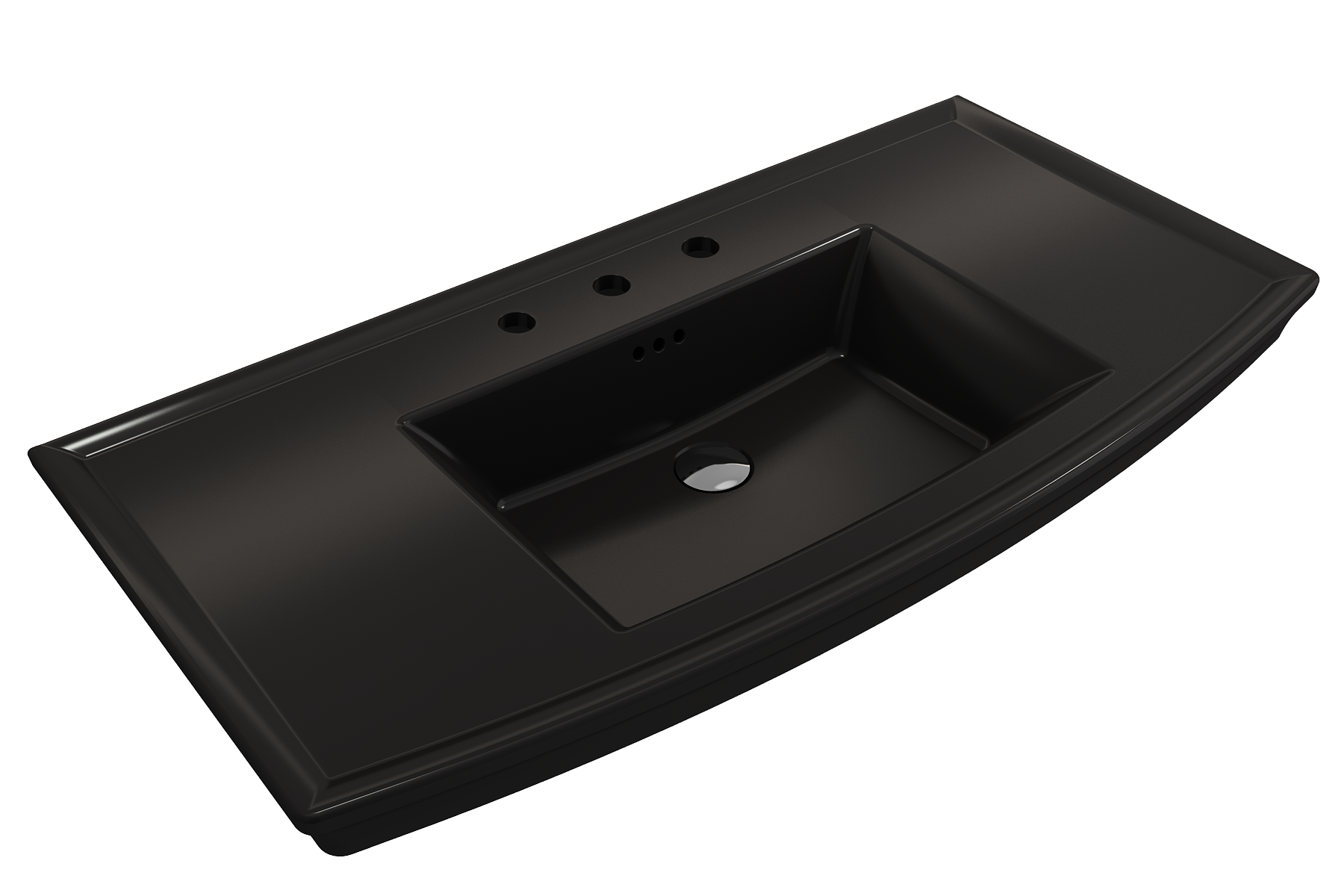 Alternate Image for BOCCHI Lavita 40" Rectangle Wallmount Fireclay Bathroom Sink, Matte Black, 3 Faucet Hole, 1168-004-0127
