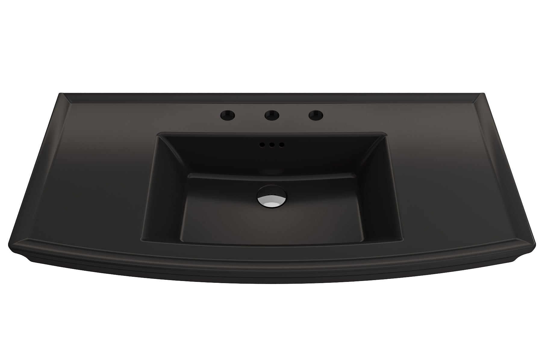 Alternate Image for BOCCHI Lavita 40" Rectangle Wallmount Fireclay Bathroom Sink, Matte Black, 3 Faucet Hole, 1168-004-0127
