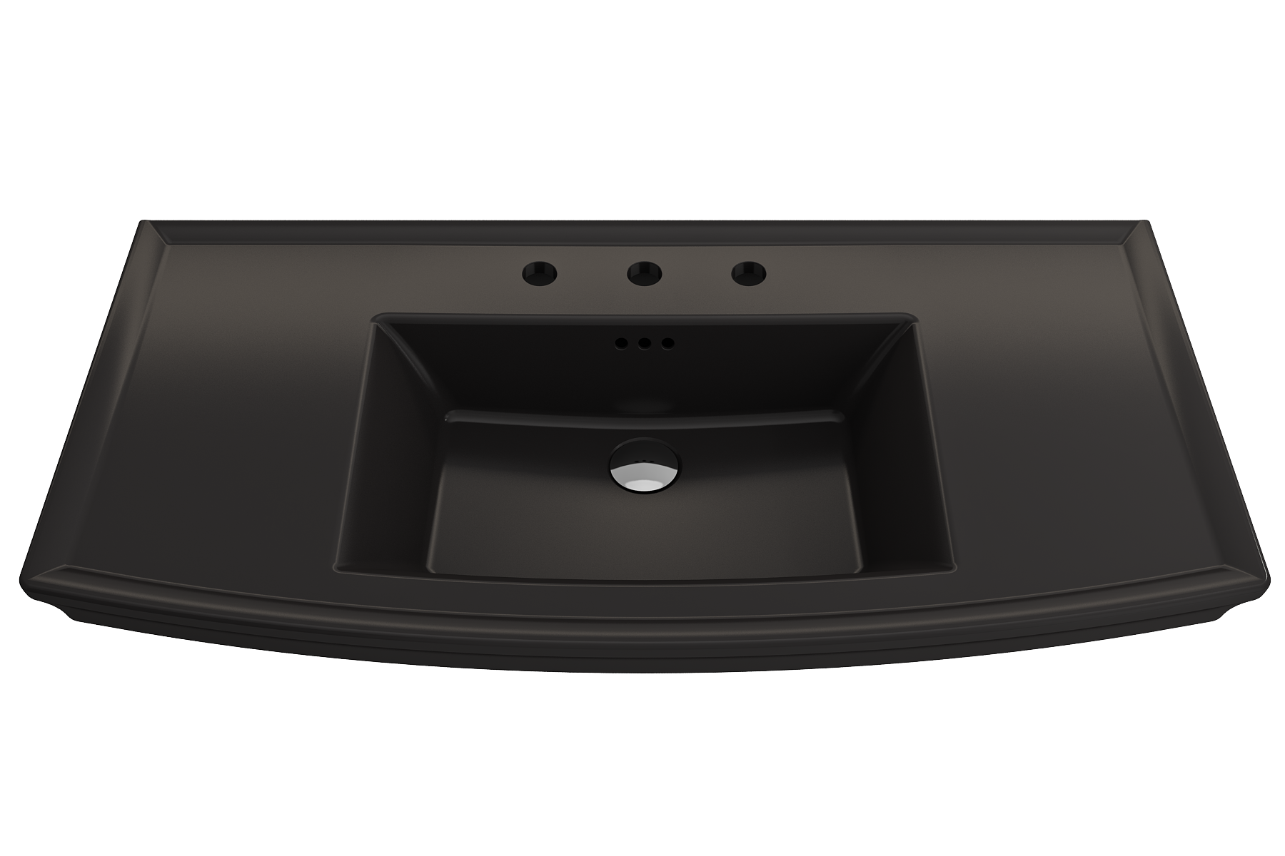 Alternate Image for BOCCHI Lavita 40" Rectangle Wallmount Fireclay Bathroom Sink, Matte Black, 3 Faucet Hole, 1168-004-0127