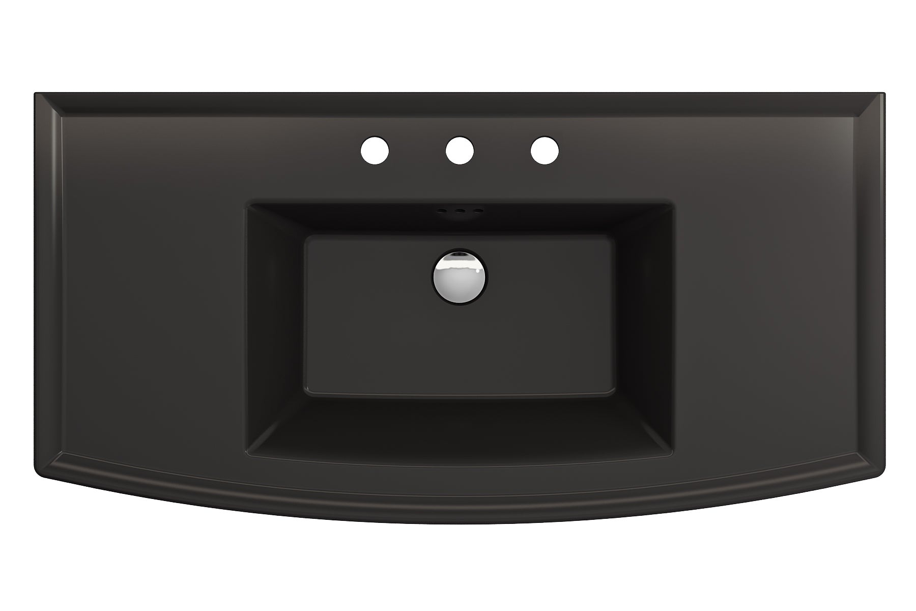 Alternate Image for BOCCHI Lavita 40" Rectangle Wallmount Fireclay Bathroom Sink, Matte Black, 3 Faucet Hole, 1168-004-0127