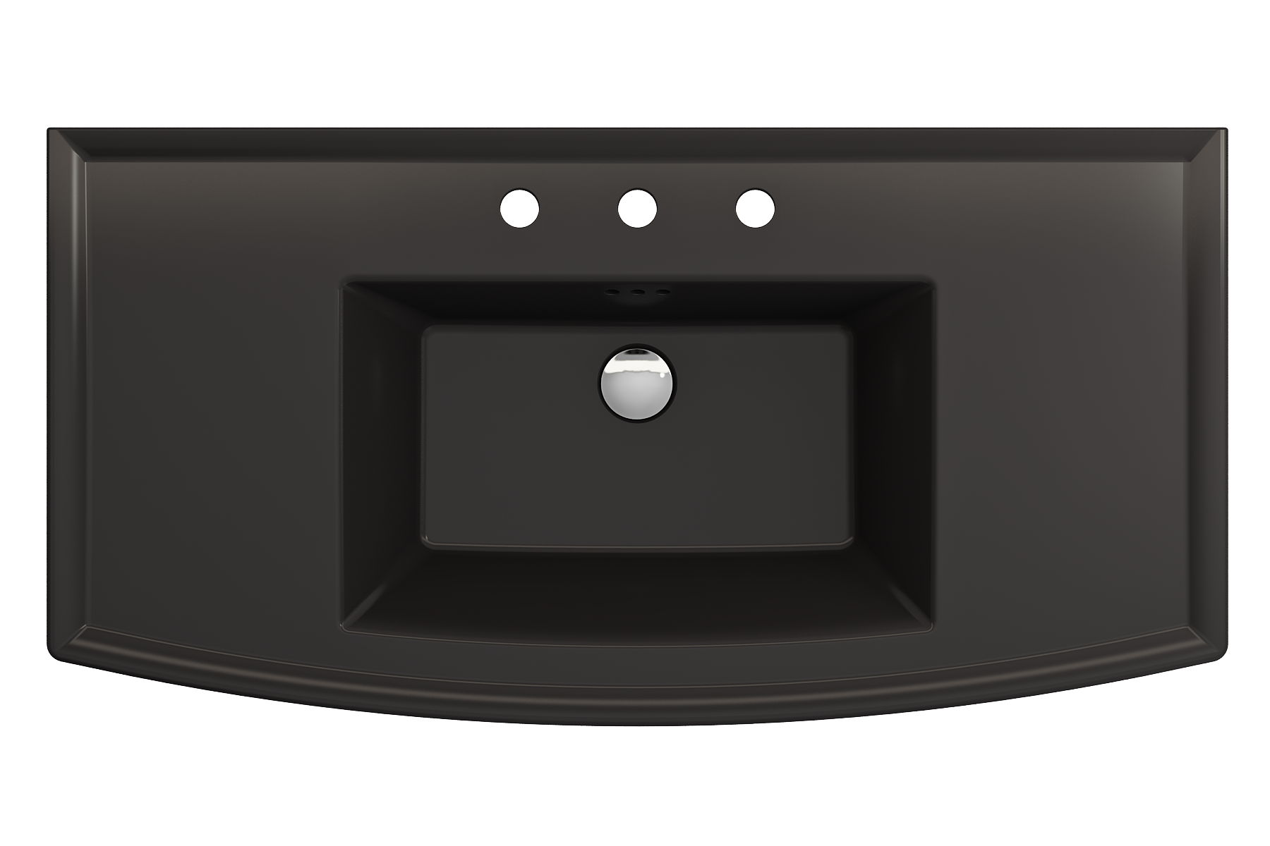 Alternate Image for BOCCHI Lavita 40" Rectangle Wallmount Fireclay Bathroom Sink, Matte Black, 3 Faucet Hole, 1168-004-0127