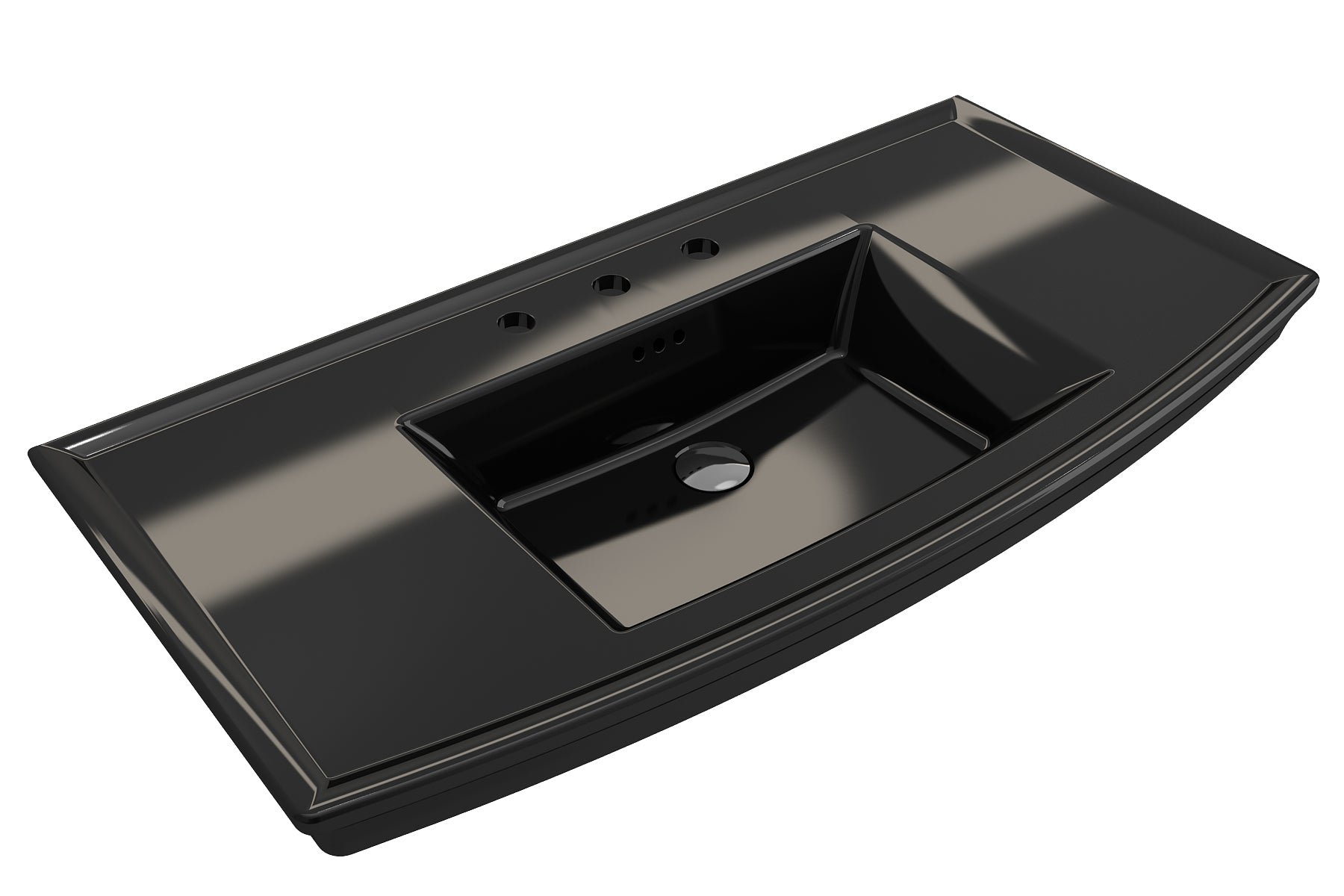Alternate Image for BOCCHI Lavita 40" Rectangle Wallmount Fireclay Bathroom Sink, Black, 3 Faucet Hole, 1168-005-0127