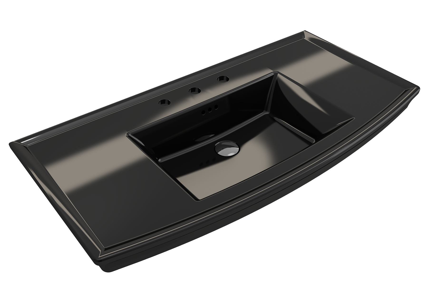 Alternate Image for BOCCHI Lavita 40" Rectangle Wallmount Fireclay Bathroom Sink, Black, 3 Faucet Hole, 1168-005-0127