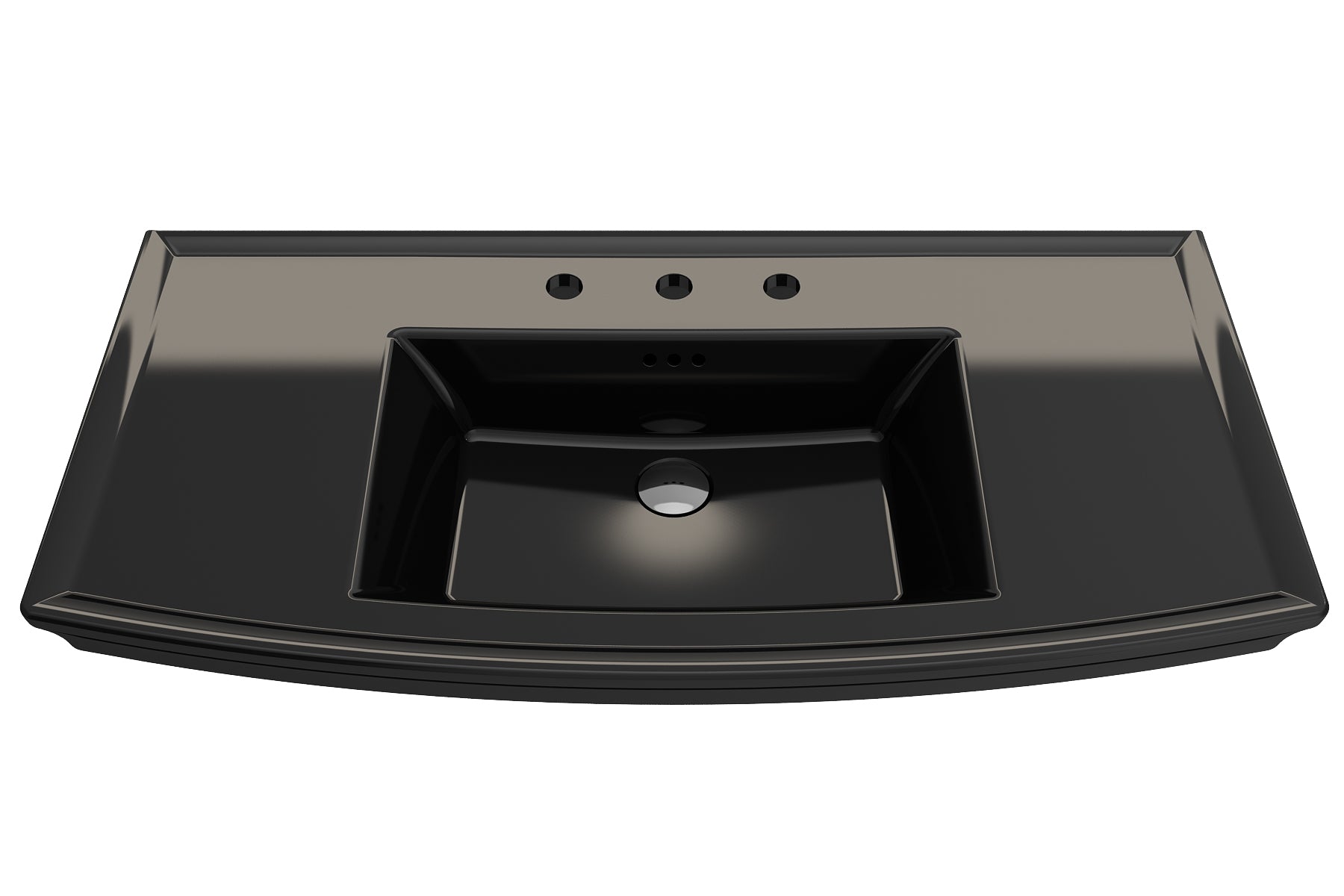 Alternate Image for BOCCHI Lavita 40" Rectangle Wallmount Fireclay Bathroom Sink, Black, 3 Faucet Hole, 1168-005-0127