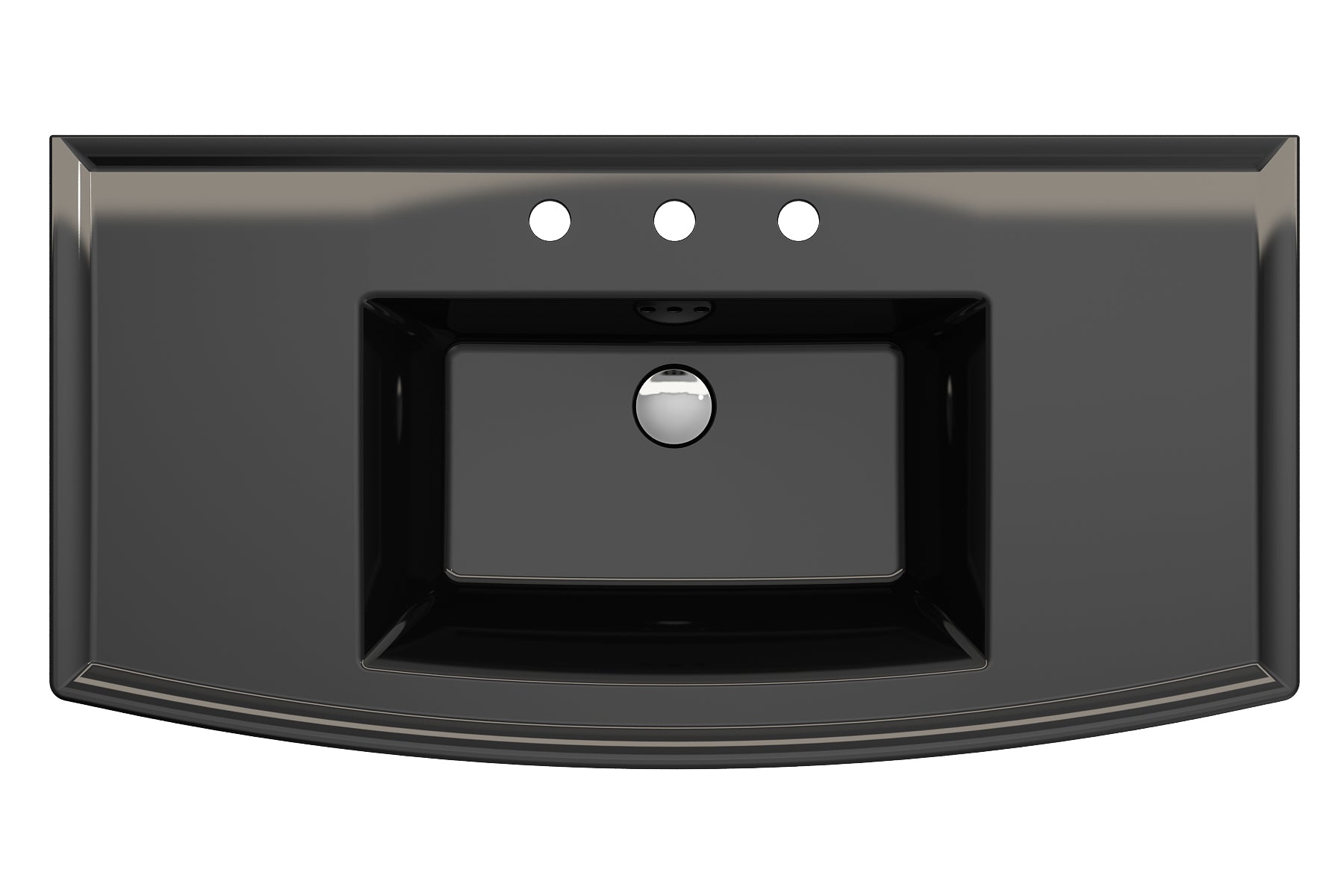 Alternate Image for BOCCHI Lavita 40" Rectangle Wallmount Fireclay Bathroom Sink, Black, 3 Faucet Hole, 1168-005-0127