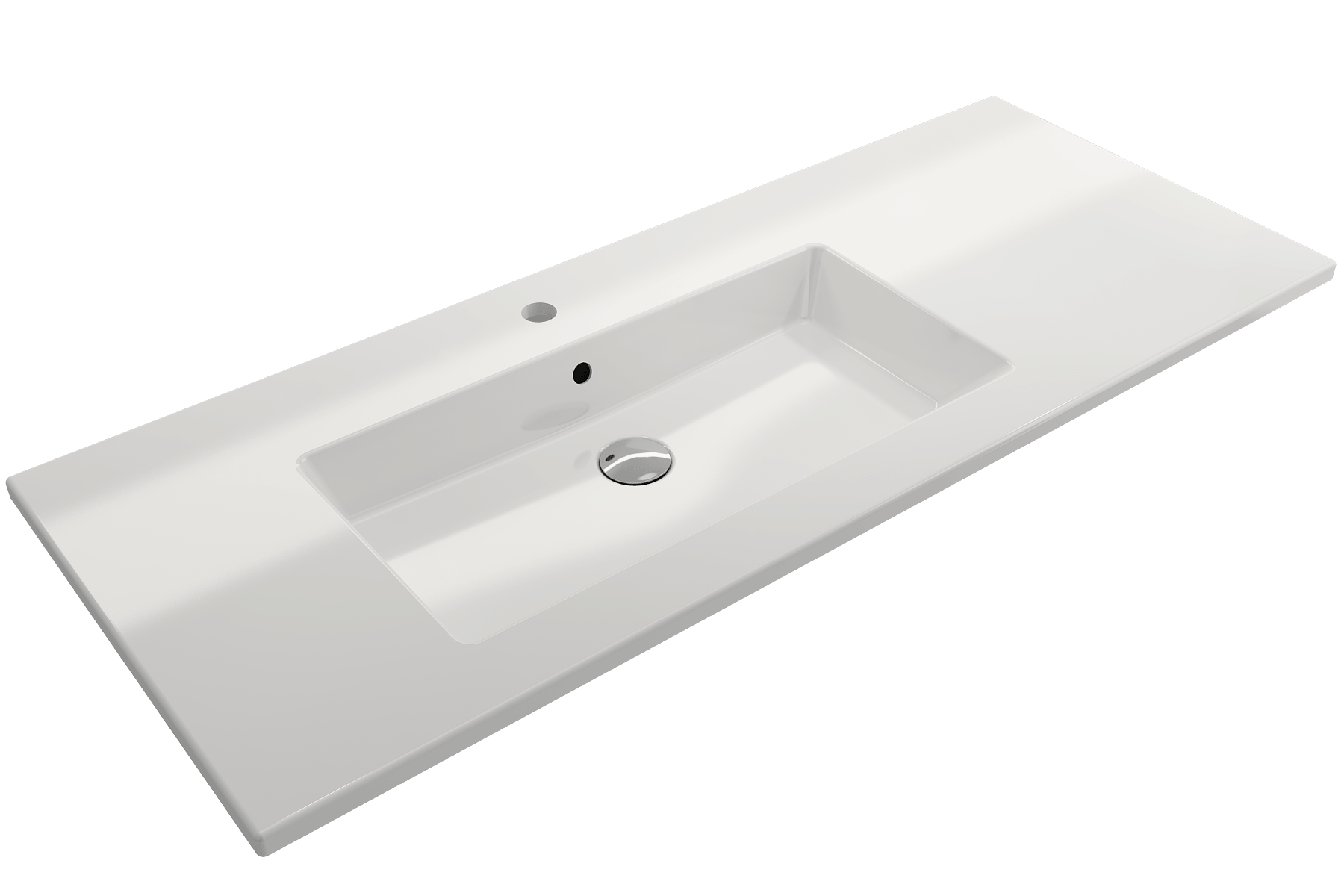 Alternate Image for BOCCHI Ravenna 48" Rectangle Wallmount Fireclay Bathroom Sink, White, Single Faucet Hole, 1305-001-0126