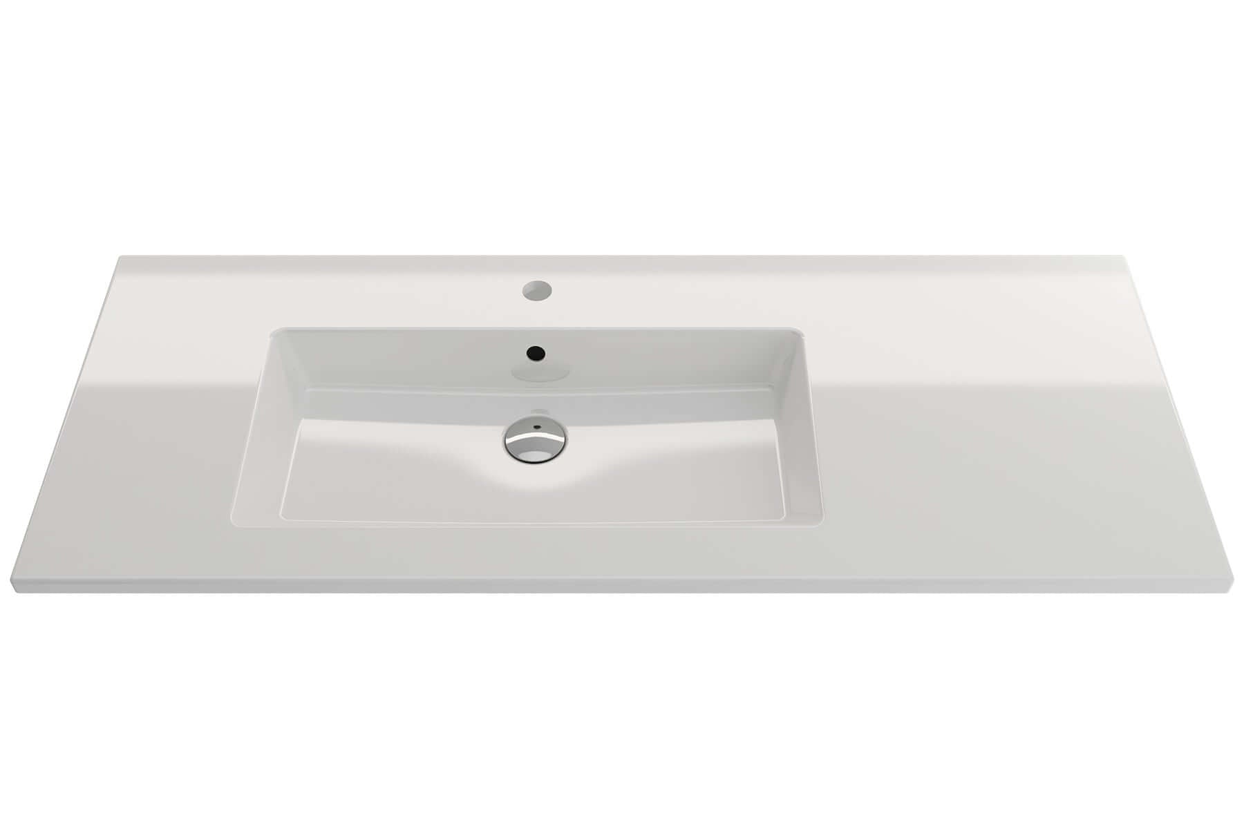 Alternate Image for BOCCHI Ravenna 48" Rectangle Wallmount Fireclay Bathroom Sink, White, Single Faucet Hole, 1305-001-0126