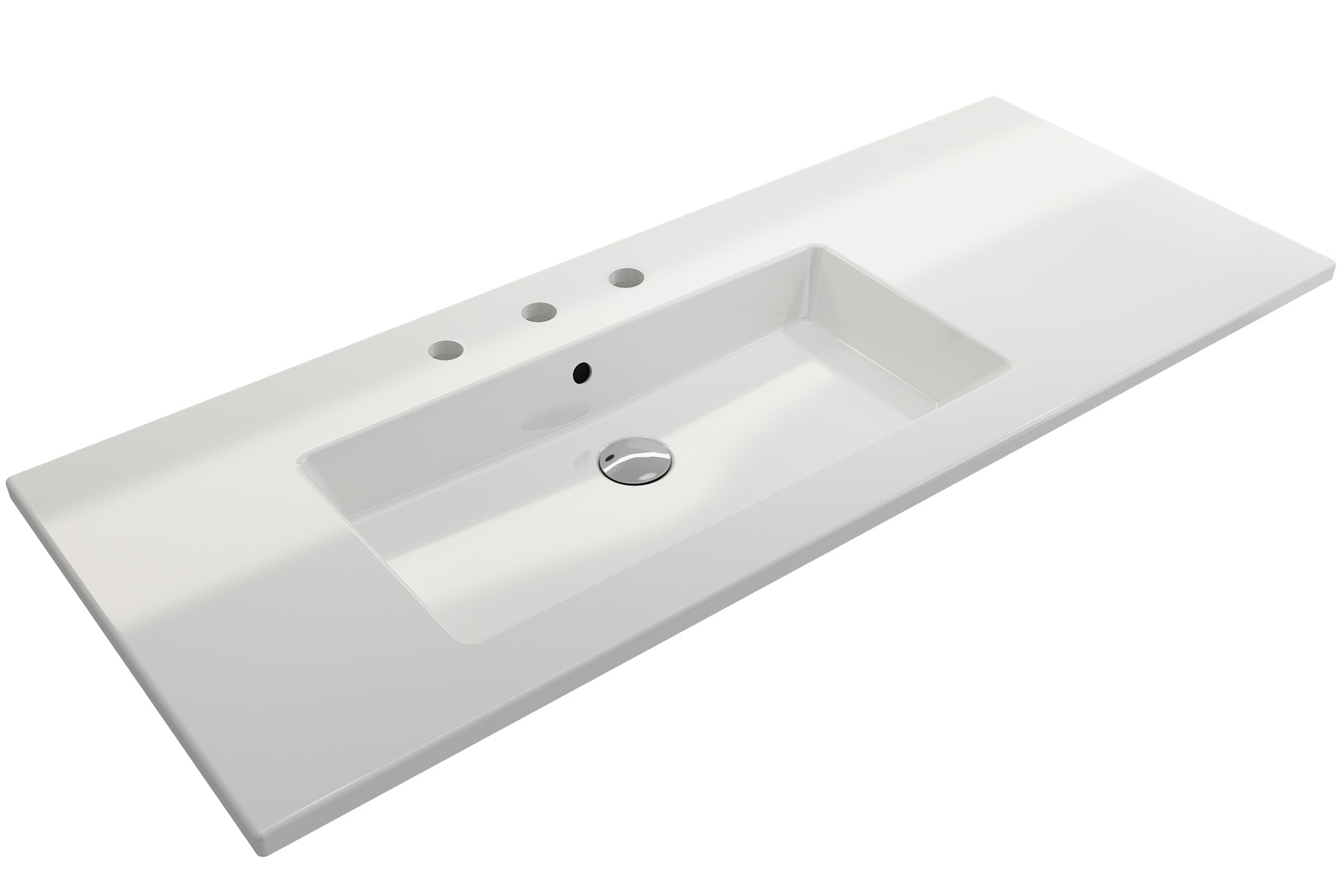 Alternate Image for BOCCHI Ravenna 48" Rectangle Wallmount Fireclay Bathroom Sink, White, 3 Faucet Hole, 1305-001-0127