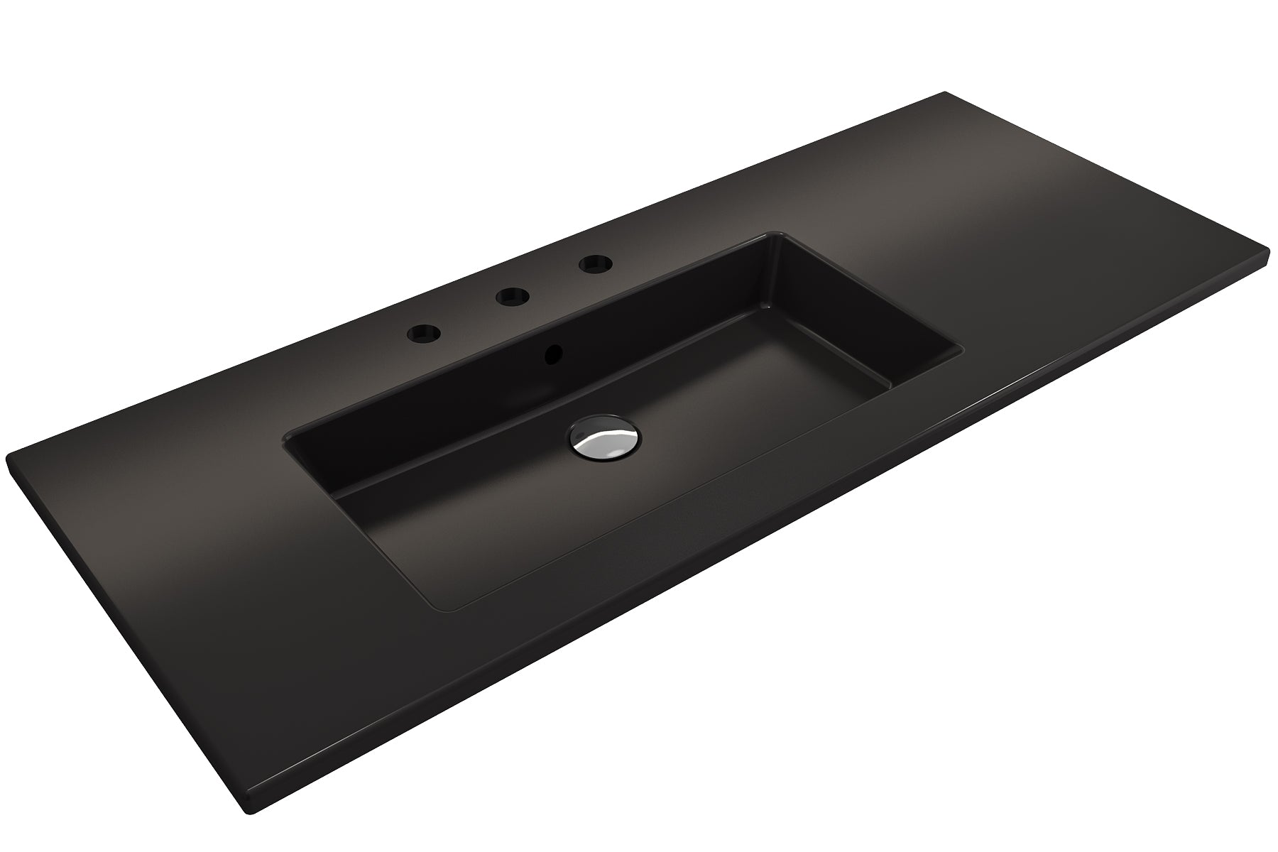 Alternate Image for BOCCHI Ravenna 48" Rectangle Wallmount Fireclay Bathroom Sink, Matte Black , 3 Faucet Hole, 1305-004-0127