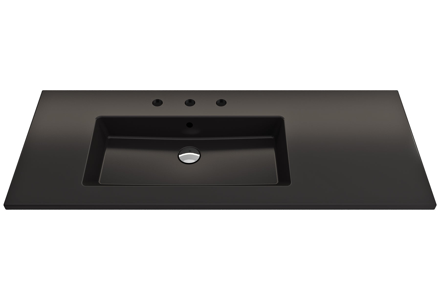 Alternate Image for BOCCHI Ravenna 48" Rectangle Wallmount Fireclay Bathroom Sink, Matte Black , 3 Faucet Hole, 1305-004-0127