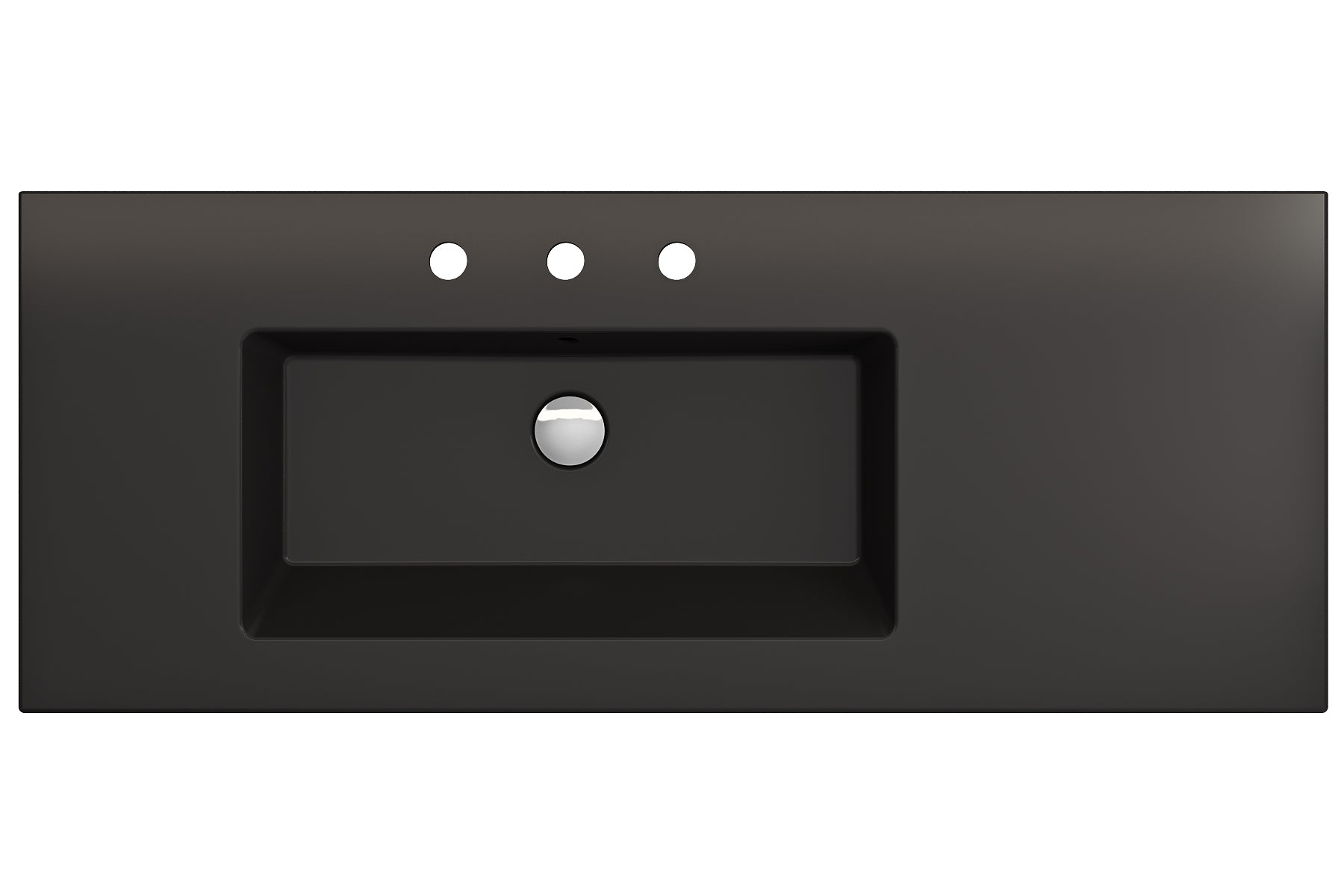 Alternate Image for BOCCHI Ravenna 48" Rectangle Wallmount Fireclay Bathroom Sink, Matte Black , 3 Faucet Hole, 1305-004-0127