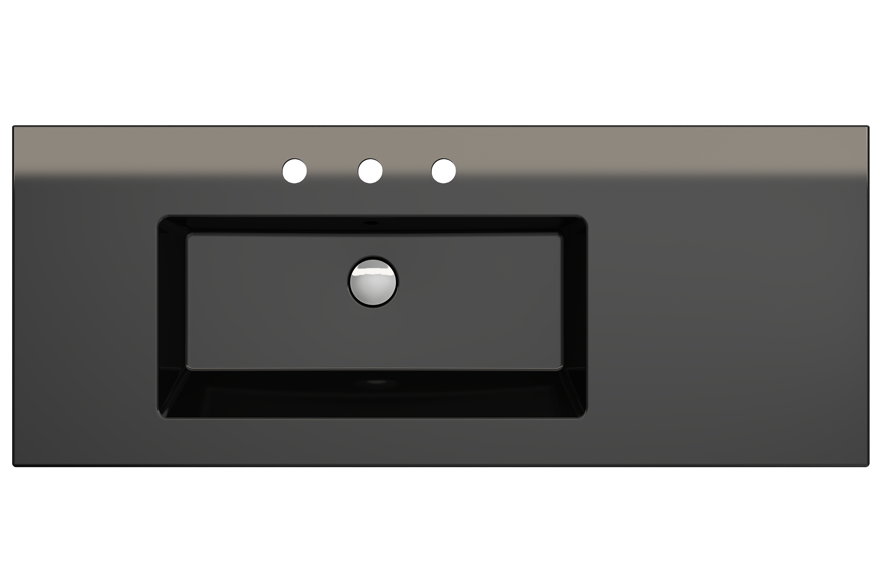 Alternate Image for BOCCHI Ravenna 48" Rectangle Wallmount Fireclay Bathroom Sink, Black, 3 Faucet Hole, 1305-005-0127