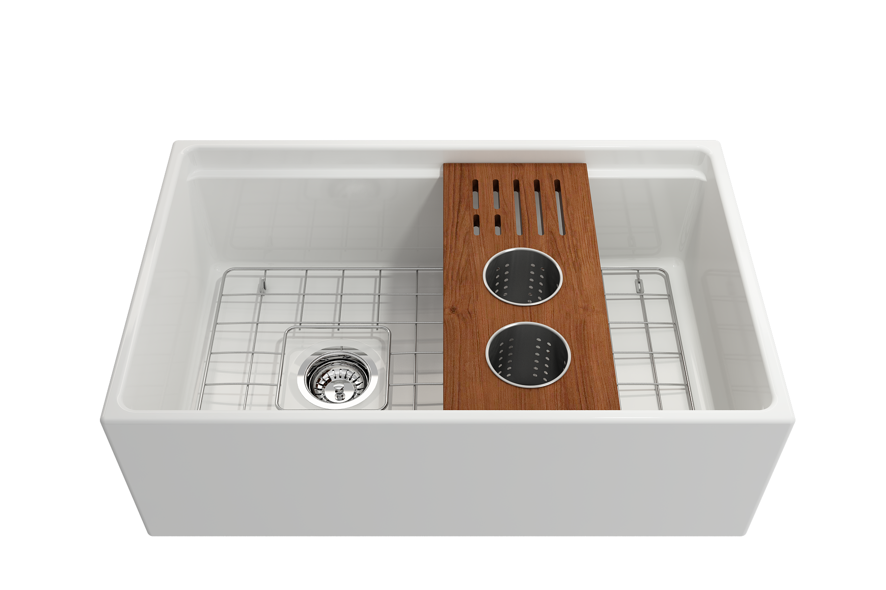 Alternate Image for BOCCHI Wood Board with 2 Round Stainless Steel Bowls & Knife Holder, 2320 0009