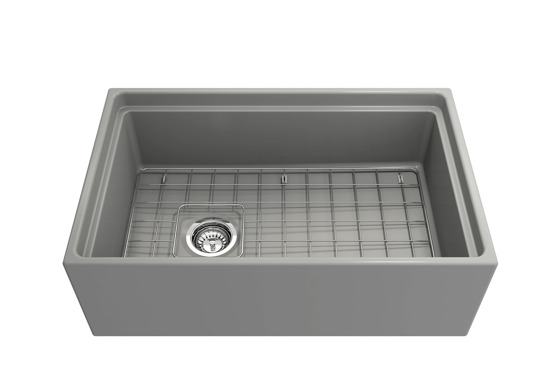 Alternate Image for BOCCHI Contempo 30" Fireclay Workstation Farmhouse Sink with Accessories, Matte Gray, 1344-006-0120