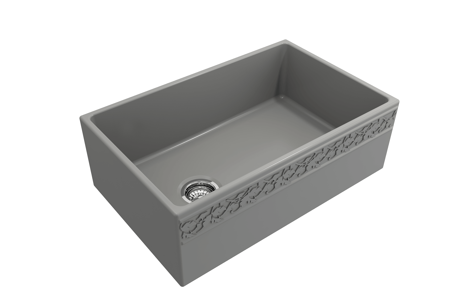 Alternate Image for BOCCHI Vigneto 30" Fireclay Farmhouse Apron Single Bowl Kitchen Sink, Matte Gray, 1347-006-0120