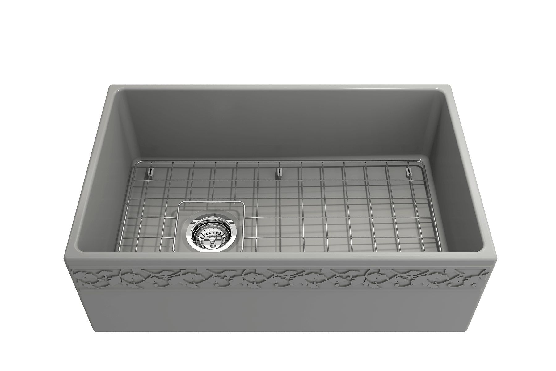 Alternate Image for BOCCHI Vigneto 30" Fireclay Farmhouse Apron Single Bowl Kitchen Sink, Matte Gray, 1347-006-0120
