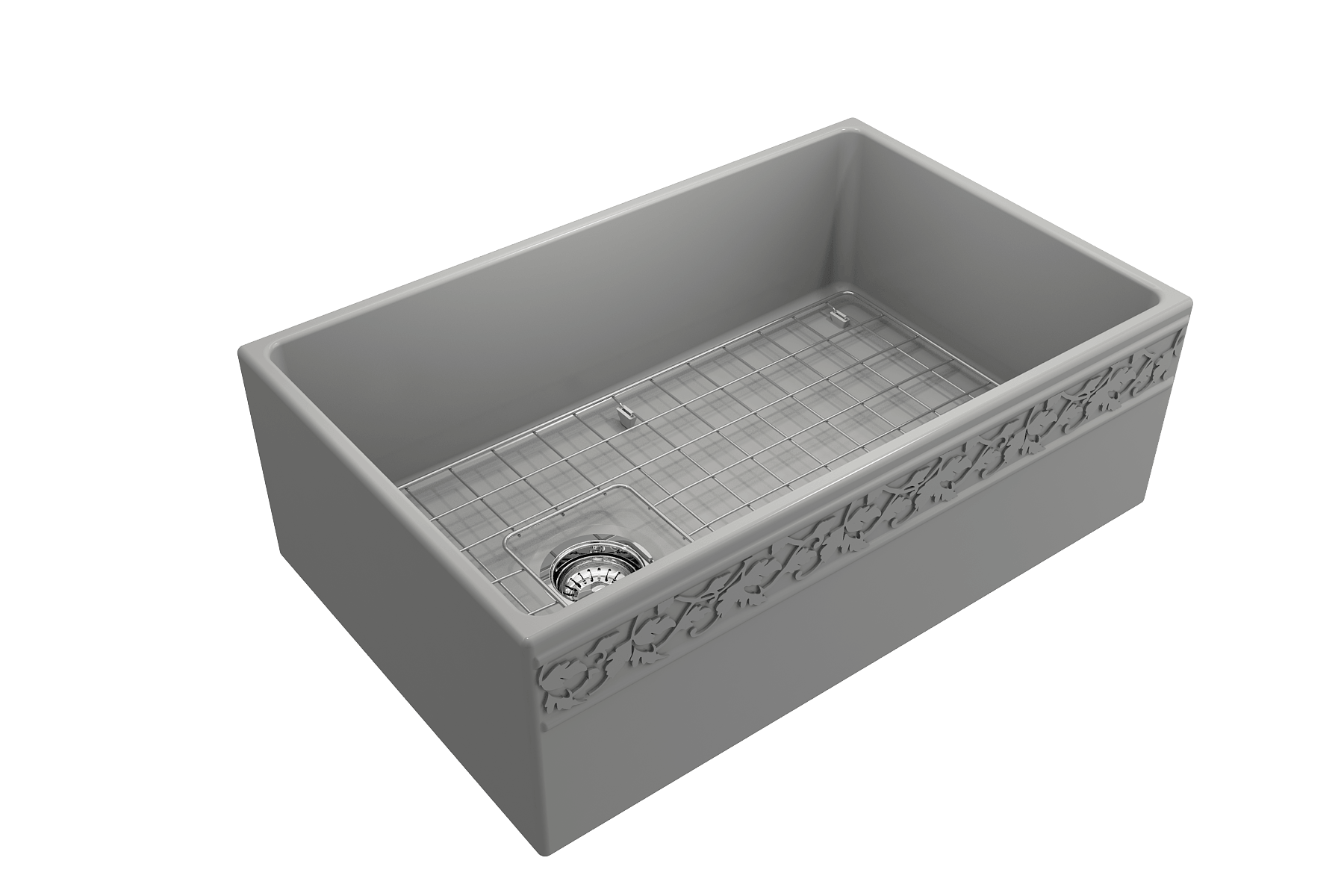 Alternate Image for BOCCHI Vigneto 30" Fireclay Farmhouse Apron Single Bowl Kitchen Sink, Matte Gray, 1347-006-0120