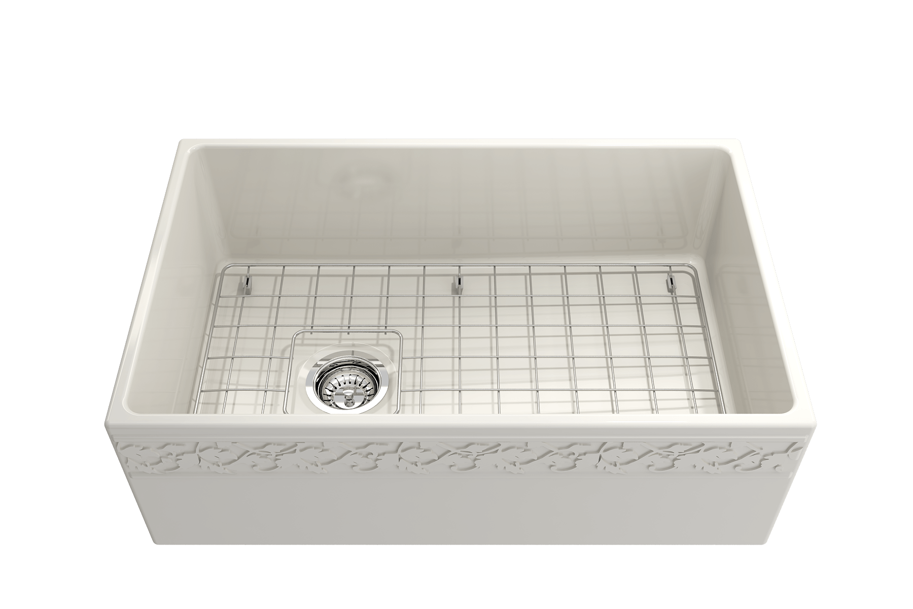 Alternate Image for BOCCHI Vigneto 30" Fireclay Farmhouse Apron Single Bowl Kitchen Sink, Biscuit, 1347-014-0120