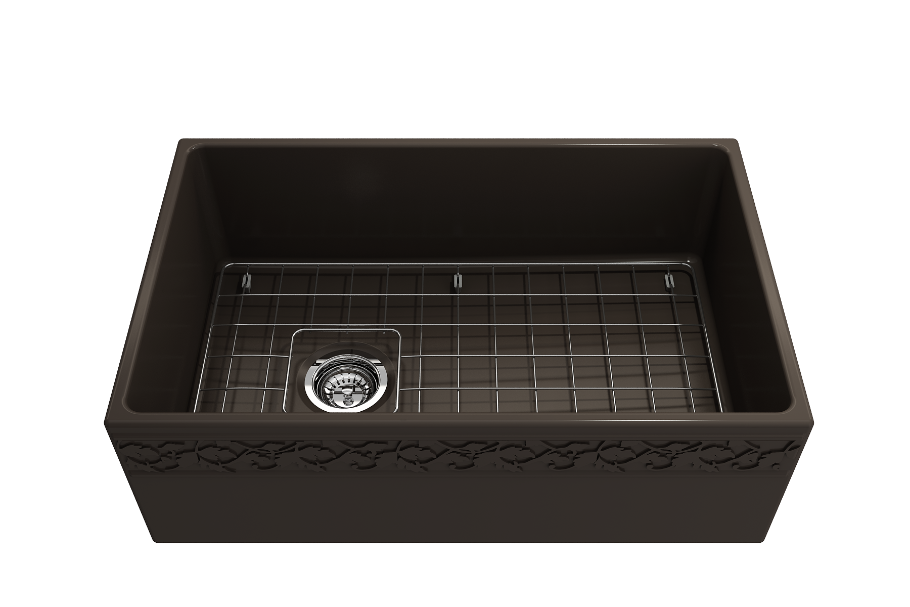Alternate Image for BOCCHI Vigneto 30" Fireclay Farmhouse Apron Single Bowl Kitchen Sink, Matte Brown, 1347-025-0120