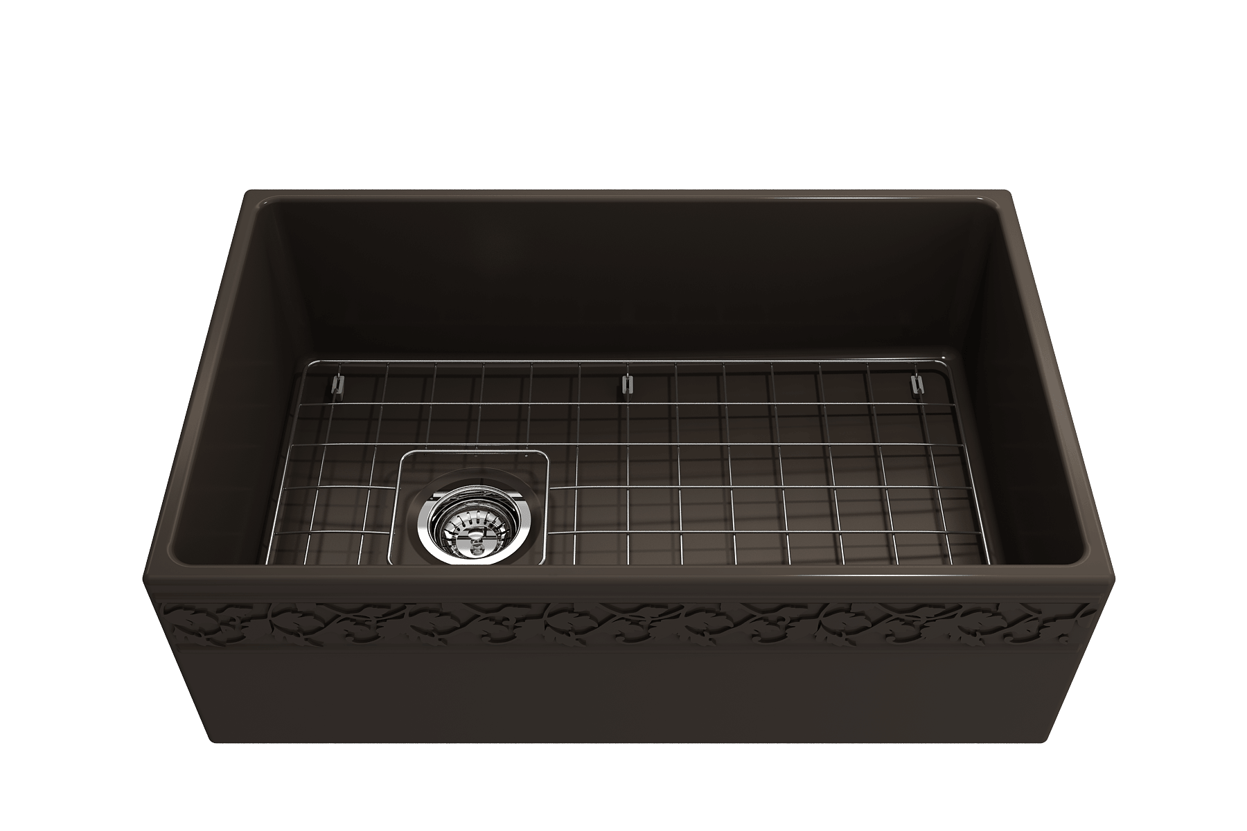 Alternate Image for BOCCHI Vigneto 30" Fireclay Farmhouse Apron Single Bowl Kitchen Sink, Matte Brown, 1347-025-0120