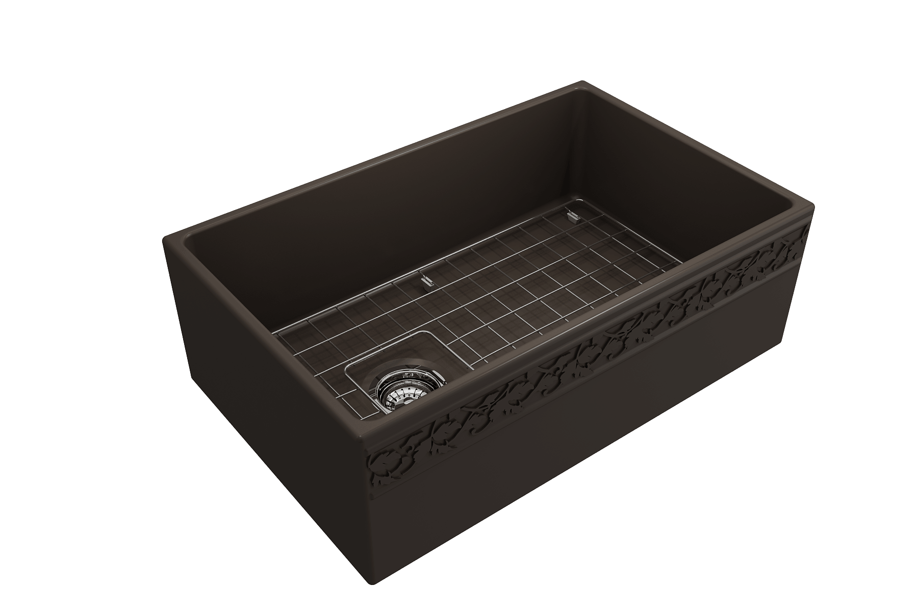 Alternate Image for BOCCHI Vigneto 30" Fireclay Farmhouse Apron Single Bowl Kitchen Sink, Matte Brown, 1347-025-0120