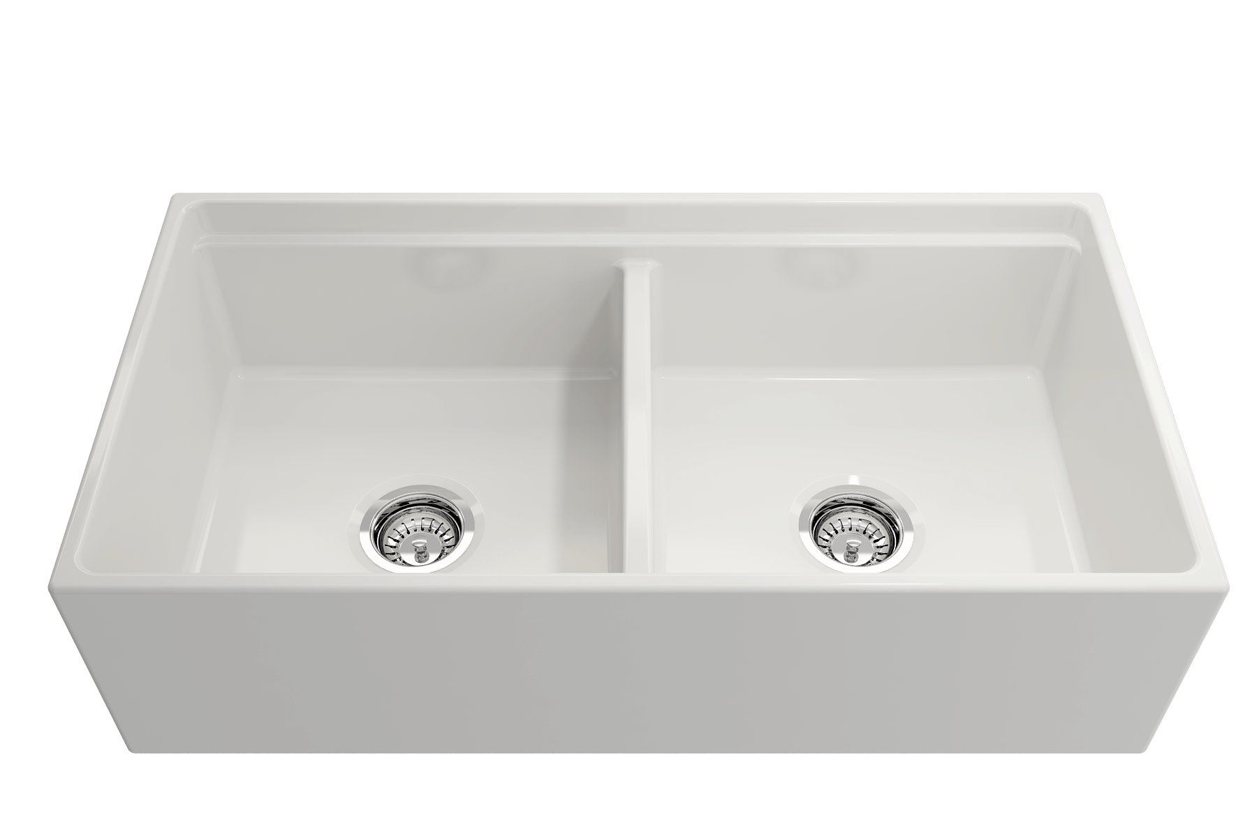 Alternate Image for BOCCHI Contempo 36" Fireclay Workstation Farmhouse Sink with Accessories, 50/50 Double Bowl, White, 1348-001-0120