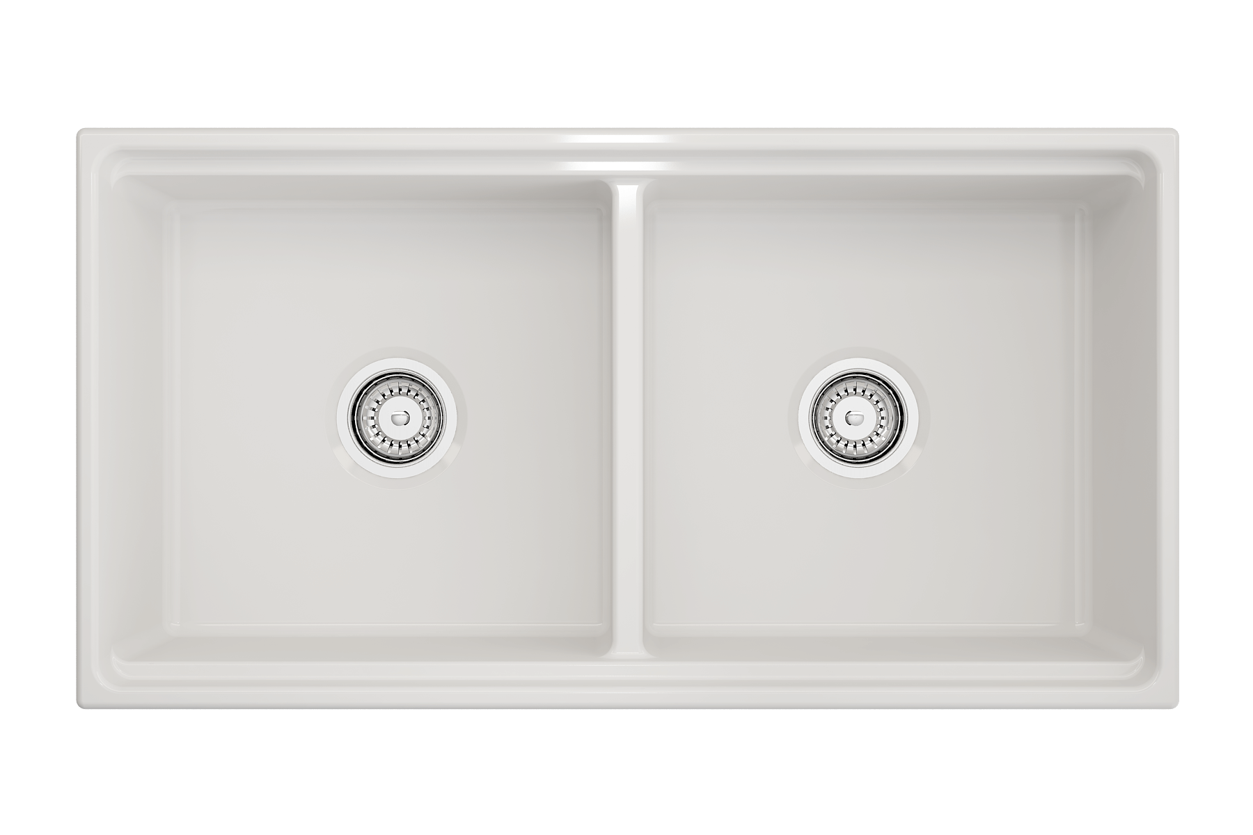 Alternate Image for BOCCHI Contempo 36" Fireclay Workstation Farmhouse Sink with Accessories, 50/50 Double Bowl, White, 1348-001-0120