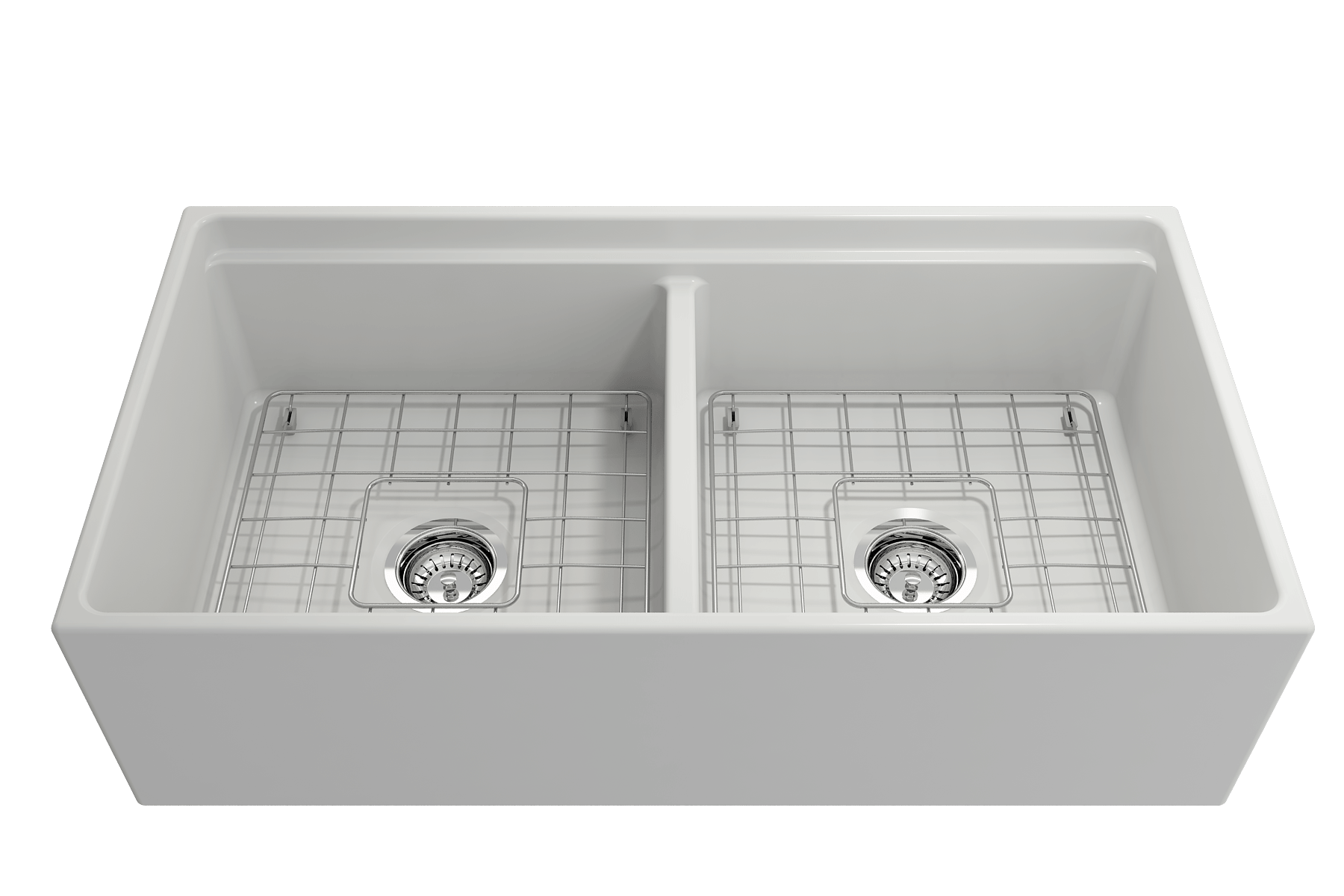 Alternate Image for BOCCHI Contempo 36" Fireclay Workstation Farmhouse Sink with Accessories, 50/50 Double Bowl, Matte White, 1348-002-0120