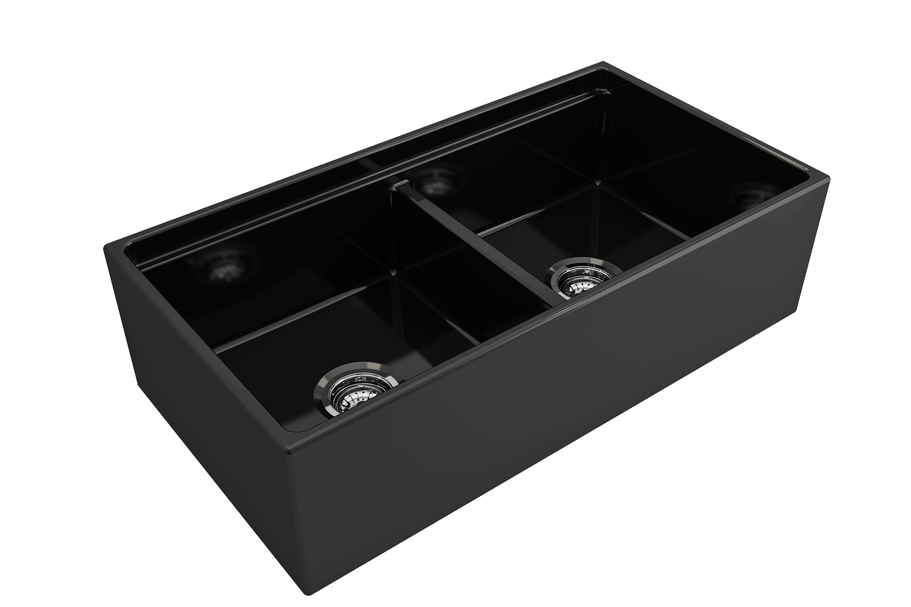 Alternate Image for BOCCHI Contempo 36" Fireclay Workstation Farmhouse Sink with Accessories, 50/50 Double Bowl, Black, 1348-005-0120