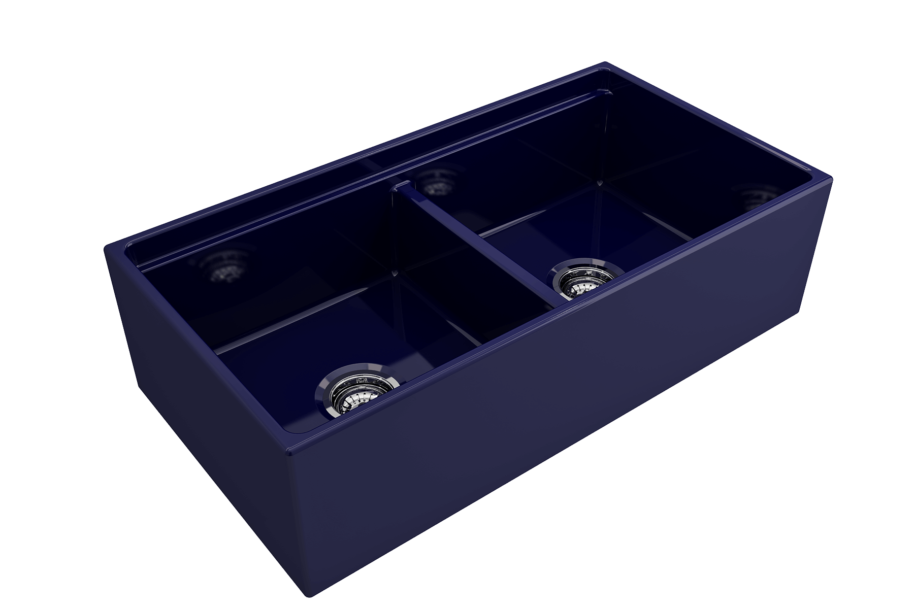 Alternate Image for BOCCHI Contempo 36" Fireclay Workstation Farmhouse Sink with Accessories, 50/50 Double Bowl, Sapphire Blue, 1348-010-0120