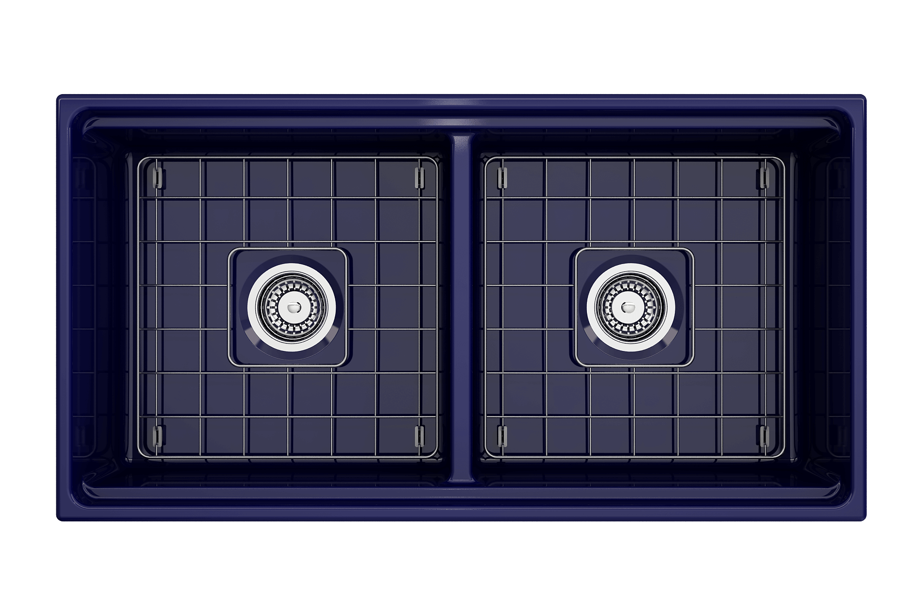 Alternate Image for BOCCHI Contempo 36" Fireclay Workstation Farmhouse Sink with Accessories, 50/50 Double Bowl, Sapphire Blue, 1348-010-0120