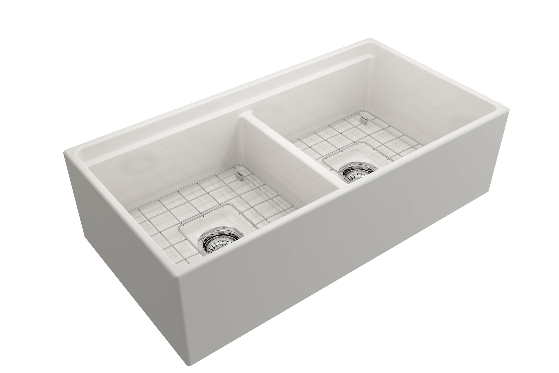 Alternate Image for BOCCHI Contempo 36" Fireclay Workstation Farmhouse Sink with Accessories, 50/50 Double Bowl, Biscuit, 1348-014-0120