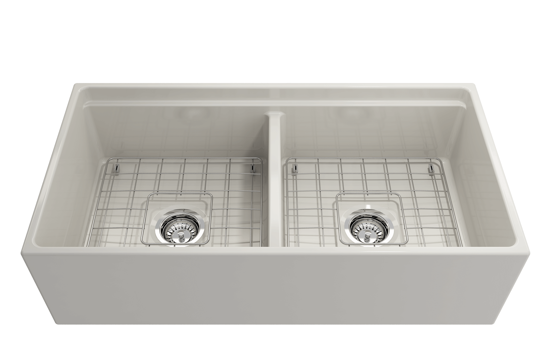 Alternate Image for BOCCHI Contempo 36" Fireclay Workstation Farmhouse Sink with Accessories, 50/50 Double Bowl, Biscuit, 1348-014-0120