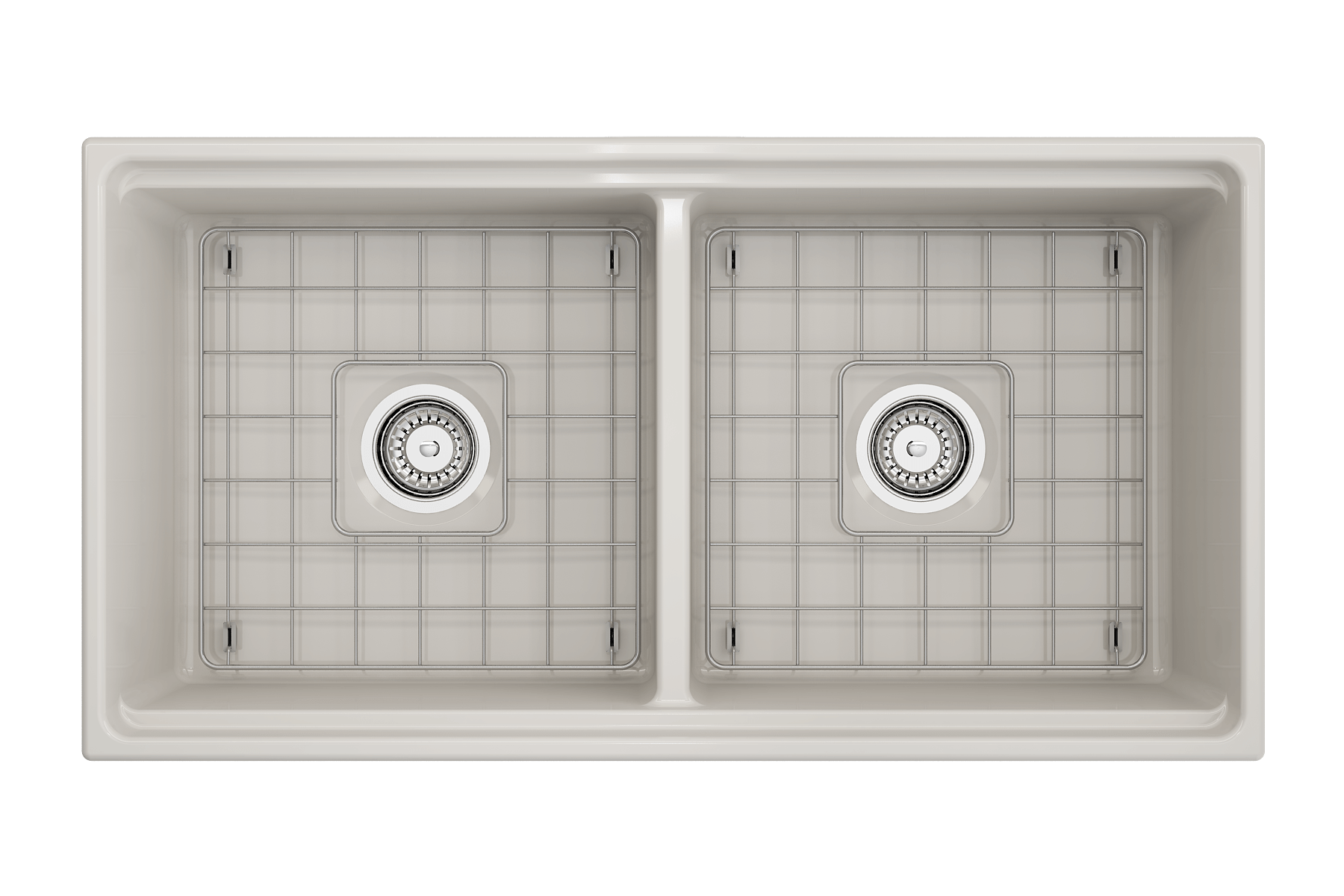 Alternate Image for BOCCHI Contempo 36" Fireclay Workstation Farmhouse Sink with Accessories, 50/50 Double Bowl, Biscuit, 1348-014-0120