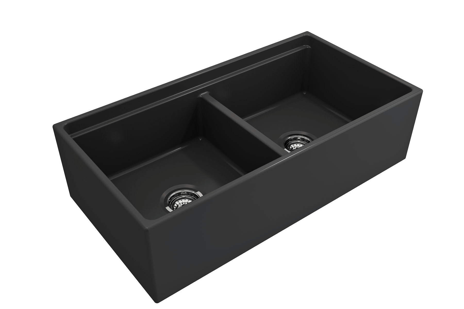 Alternate Image for BOCCHI Contempo 36" Fireclay Workstation Farmhouse Sink with Accessories, 50/50 Double Bowl, Matte Dark Gray, 1348-020-0120