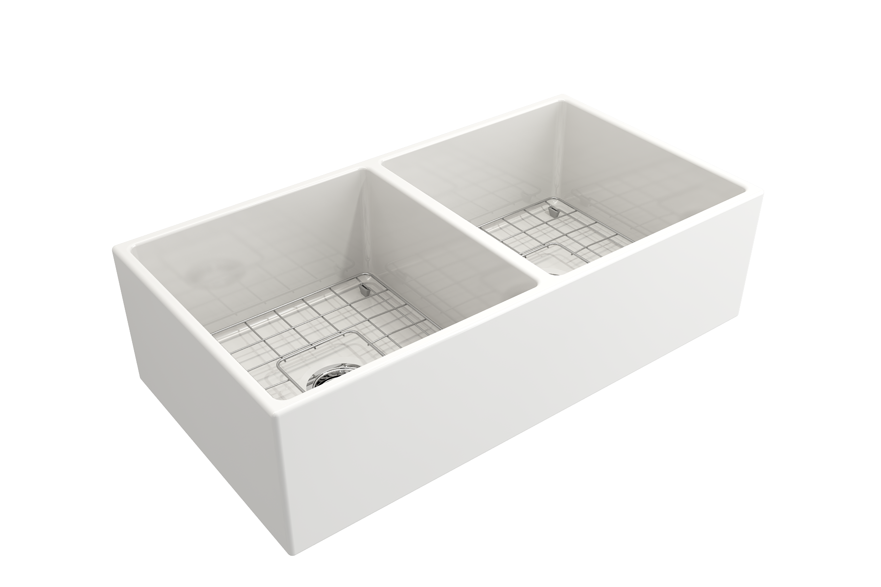 Alternate Image for BOCCHI Contempo 36" Fireclay Farmhouse Apron 50/50 Double Bowl Kitchen Sink, White, 1350-001-0120