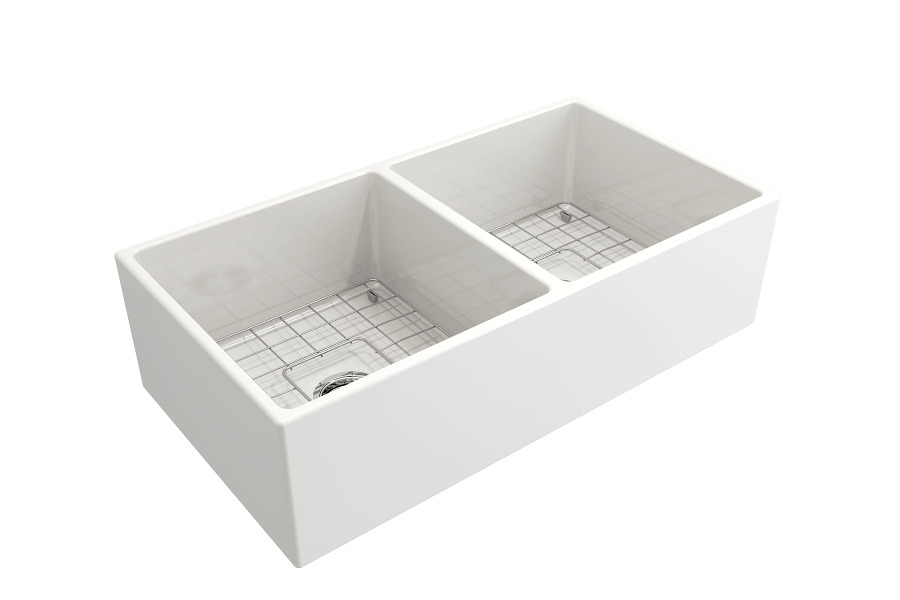 Alternate Image for BOCCHI Contempo 36" Fireclay Farmhouse Apron 50/50 Double Bowl Kitchen Sink, White, 1350-001-0120