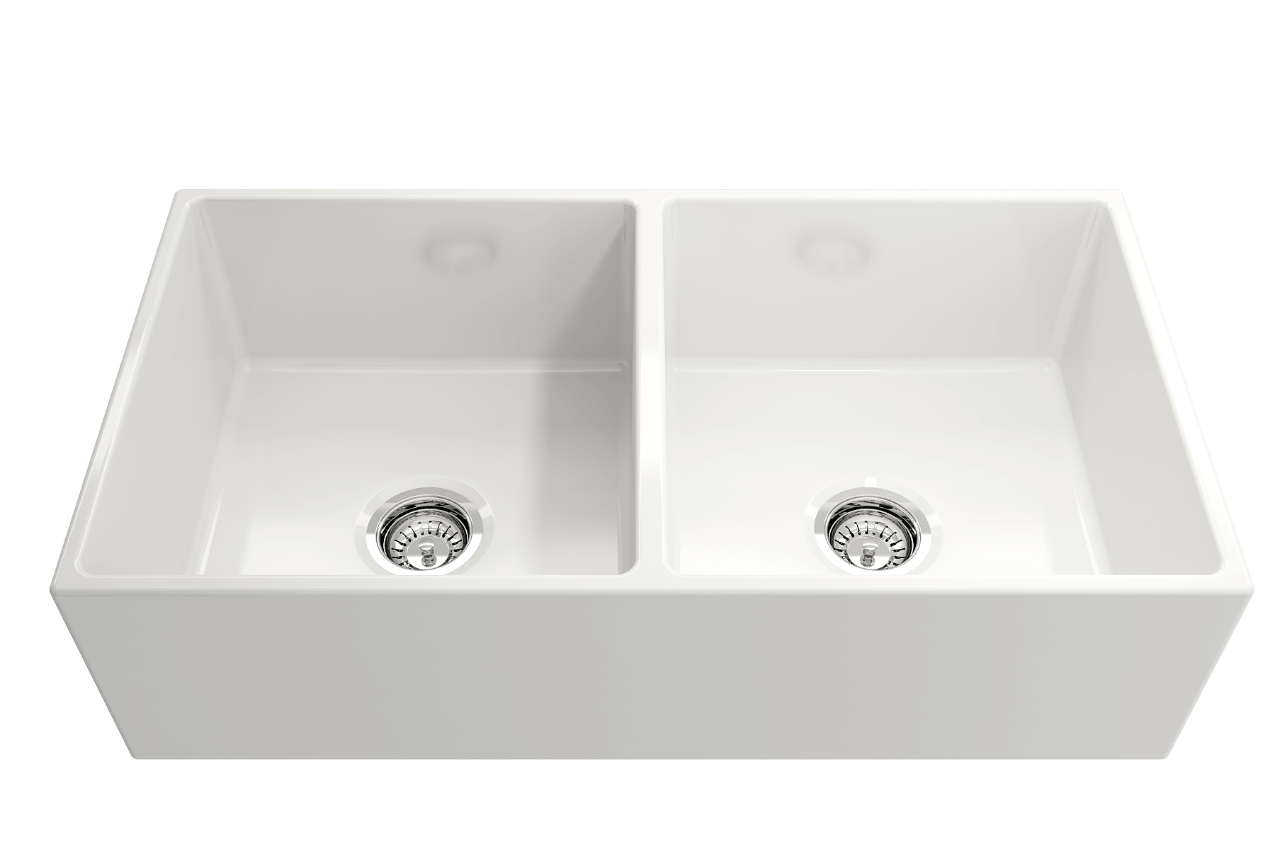 Alternate Image for BOCCHI Contempo 36" Fireclay Farmhouse Apron 50/50 Double Bowl Kitchen Sink, White, 1350-001-0120