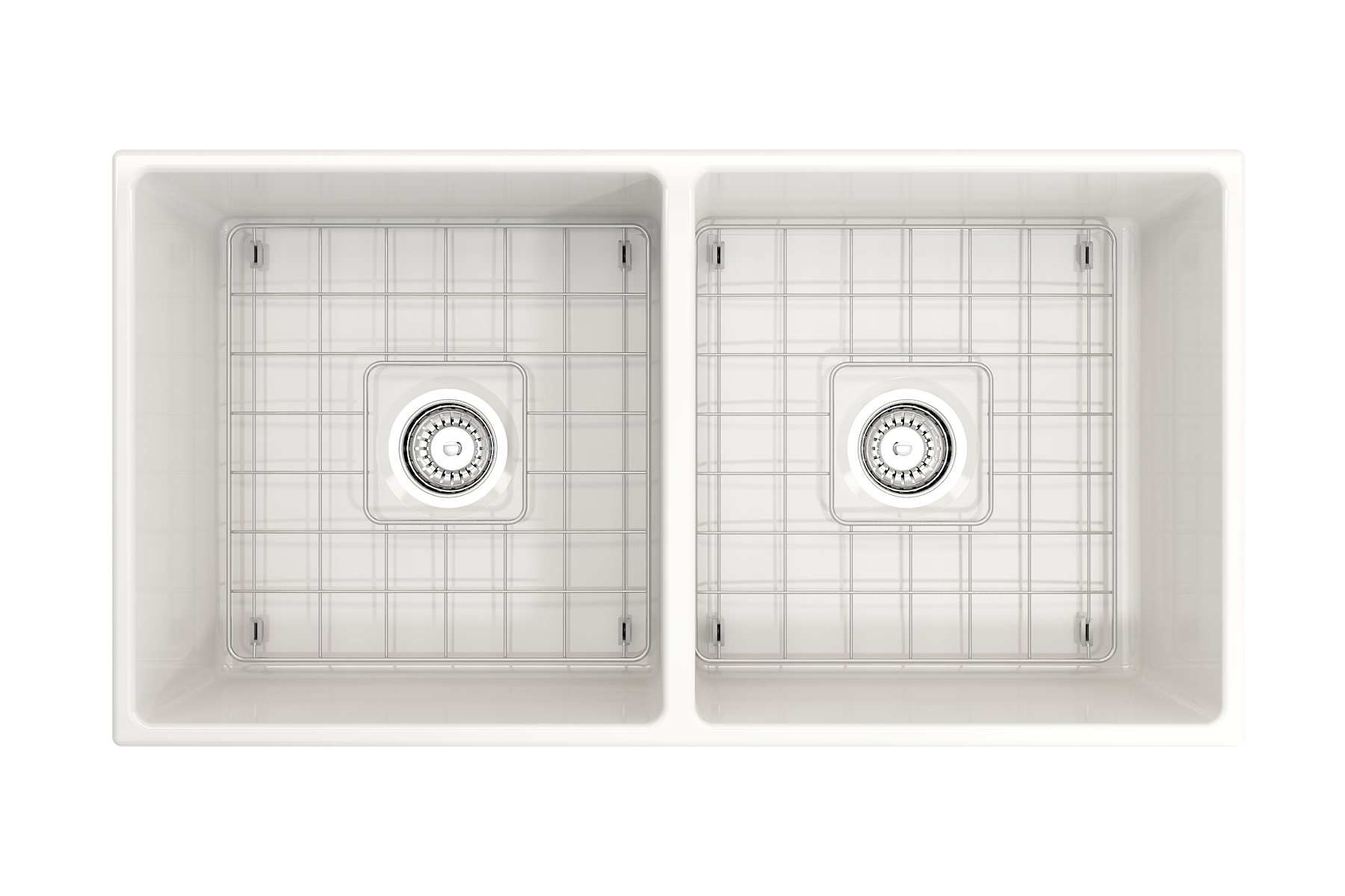 Alternate Image for BOCCHI Contempo 36" Fireclay Farmhouse Apron 50/50 Double Bowl Kitchen Sink, White, 1350-001-0120