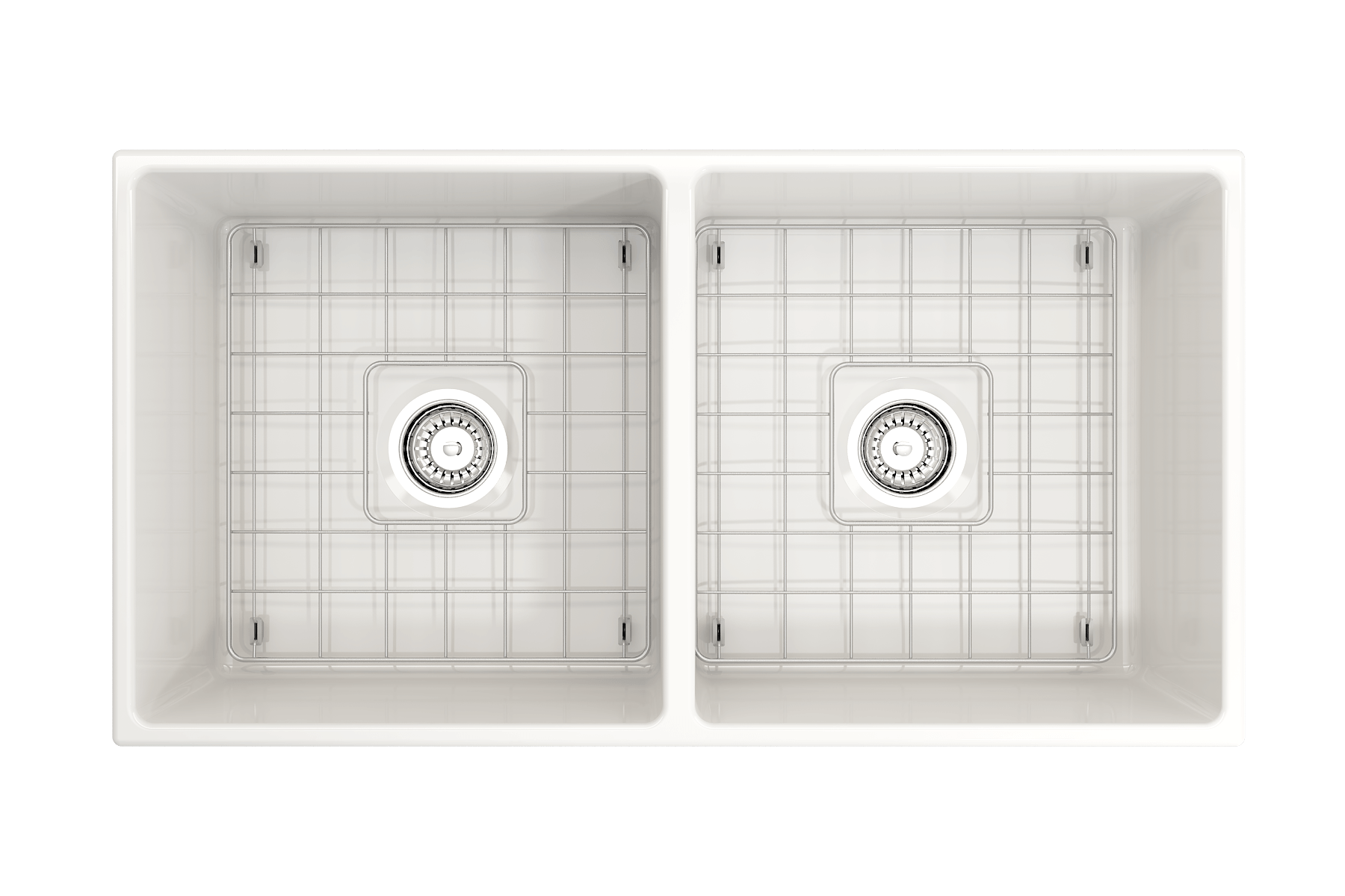 Alternate Image for BOCCHI Contempo 36" Fireclay Farmhouse Apron 50/50 Double Bowl Kitchen Sink, White, 1350-001-0120