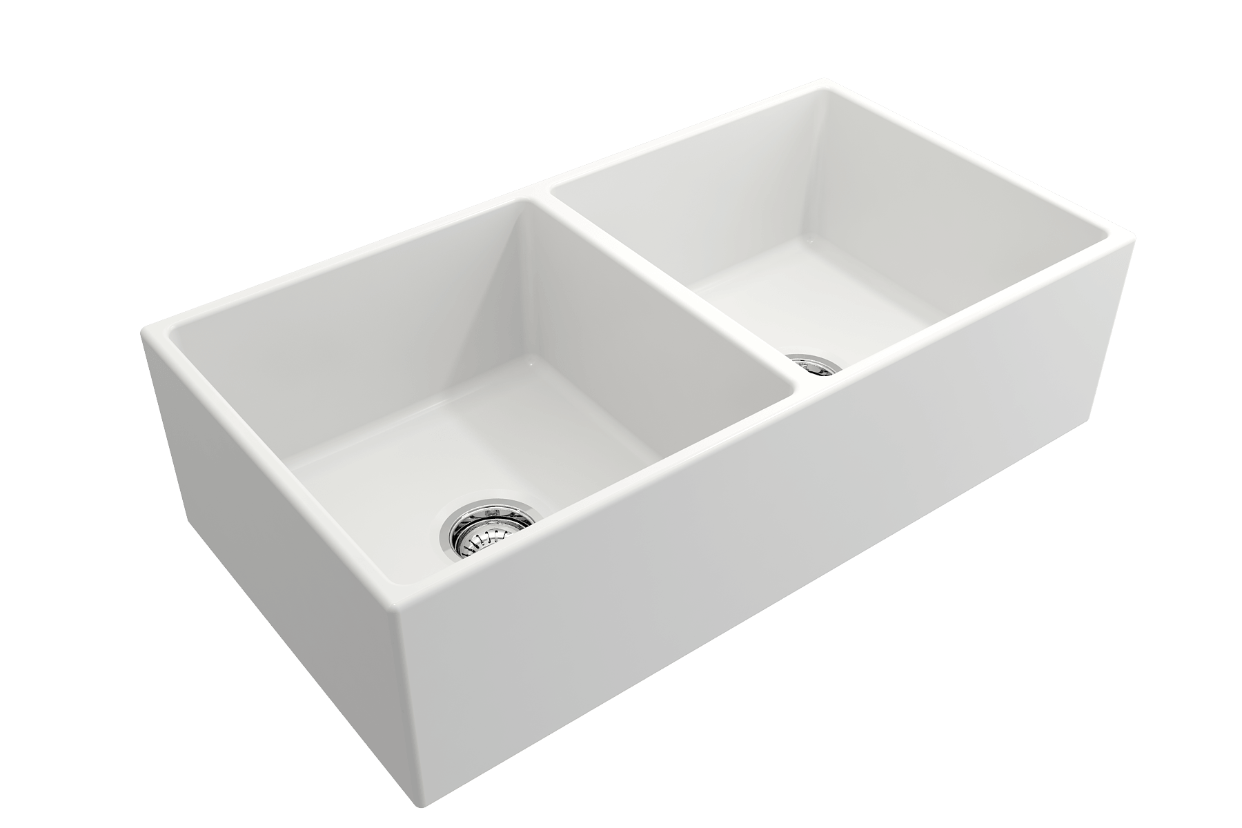 Alternate Image for BOCCHI Contempo 36" Fireclay Farmhouse Apron 50/50 Double Bowl Kitchen Sink, Matte White, 1350-002-0120