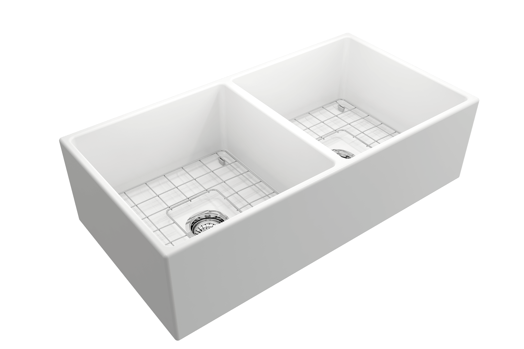 Alternate Image for BOCCHI Contempo 36" Fireclay Farmhouse Apron 50/50 Double Bowl Kitchen Sink, Matte White, 1350-002-0120