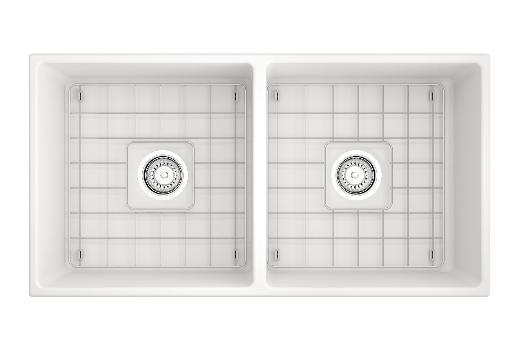 Alternate Image for BOCCHI Contempo 36" Fireclay Farmhouse Apron 50/50 Double Bowl Kitchen Sink, Matte White, 1350-002-0120