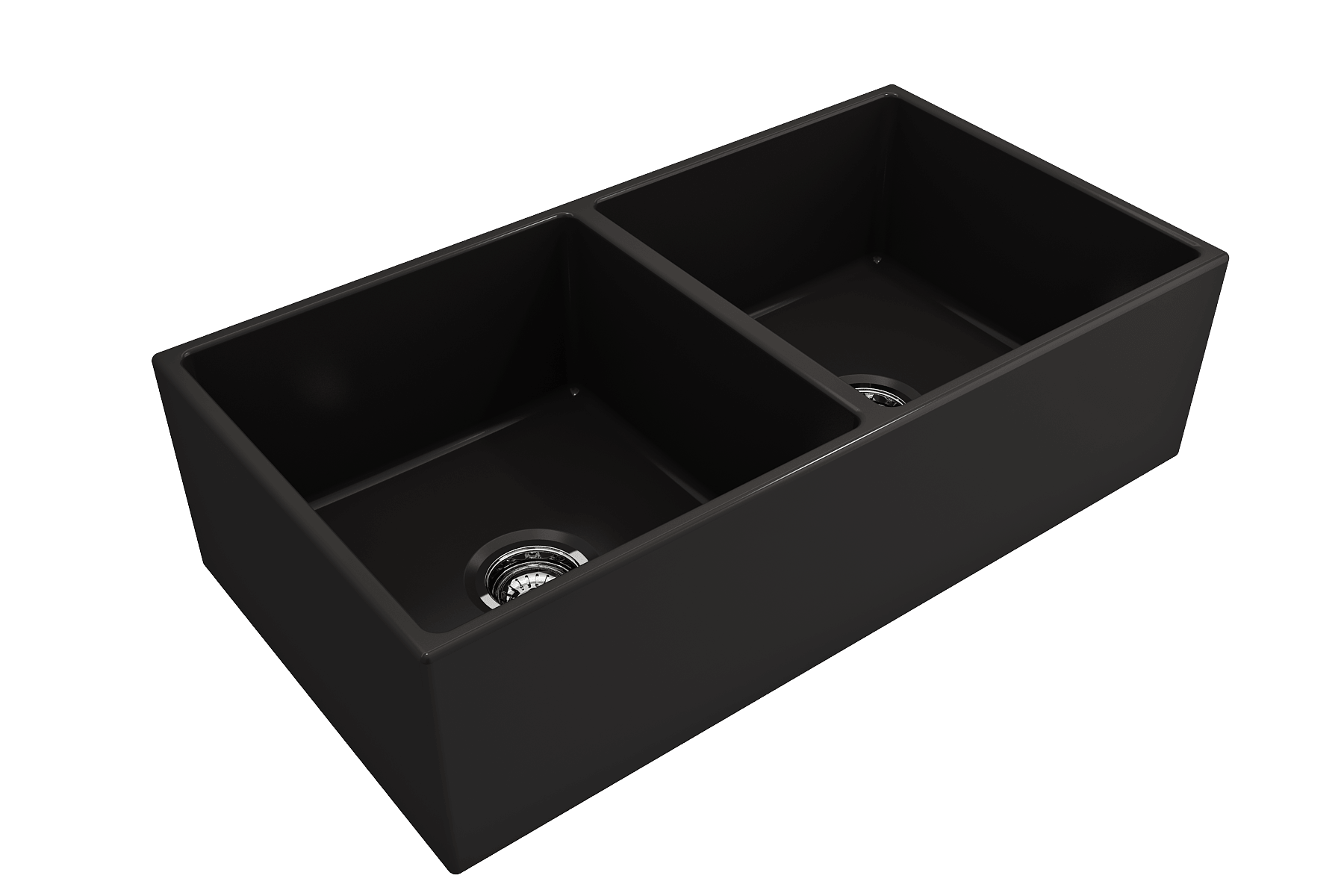 Alternate Image for BOCCHI Contempo 36" Fireclay Farmhouse Apron 50/50 Double Bowl Kitchen Sink, Matte Black, 1350-004-0120